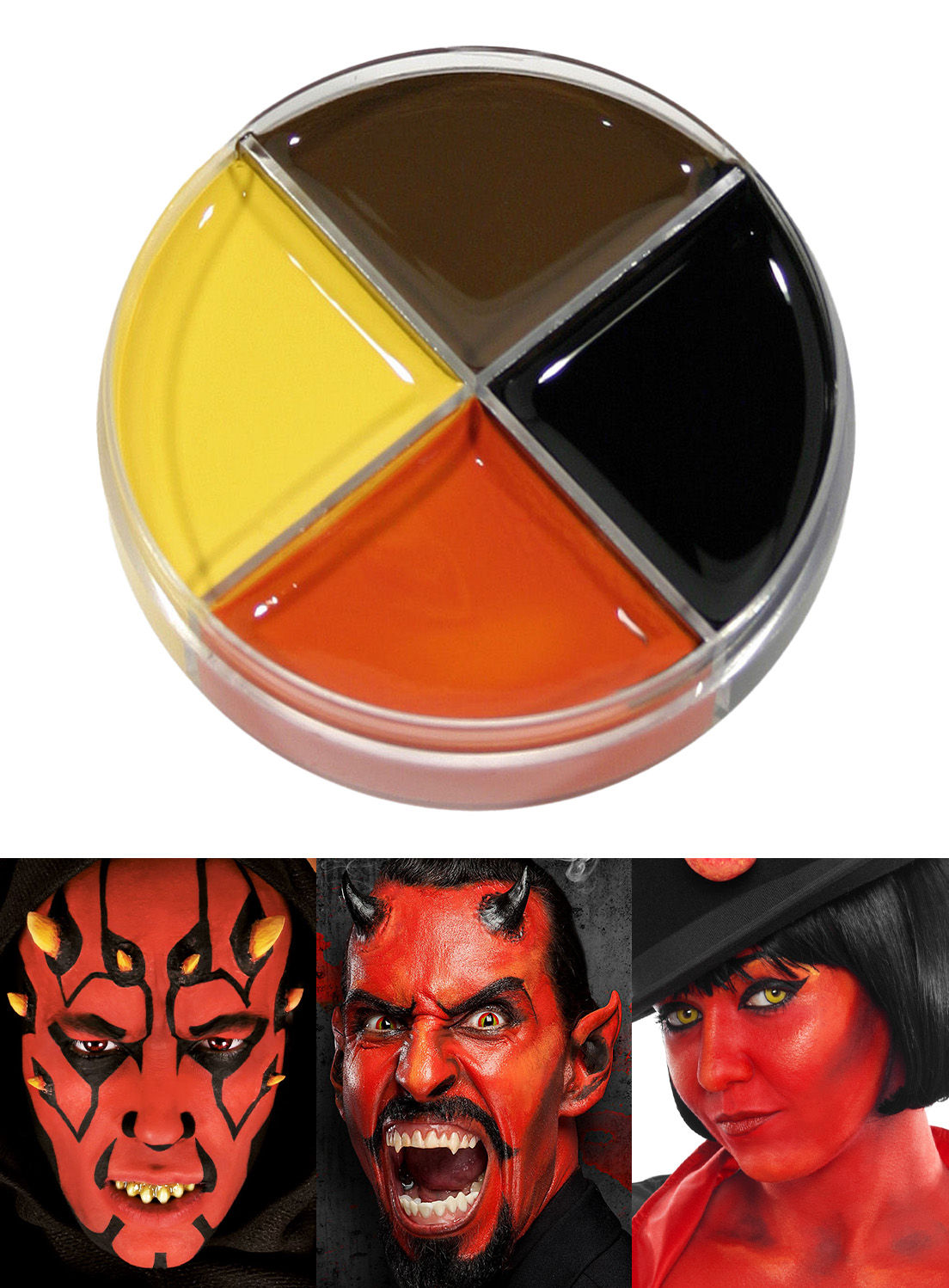 Creme Schminke schwarz-rot-gelb-braun Teufel Make-up 15ml