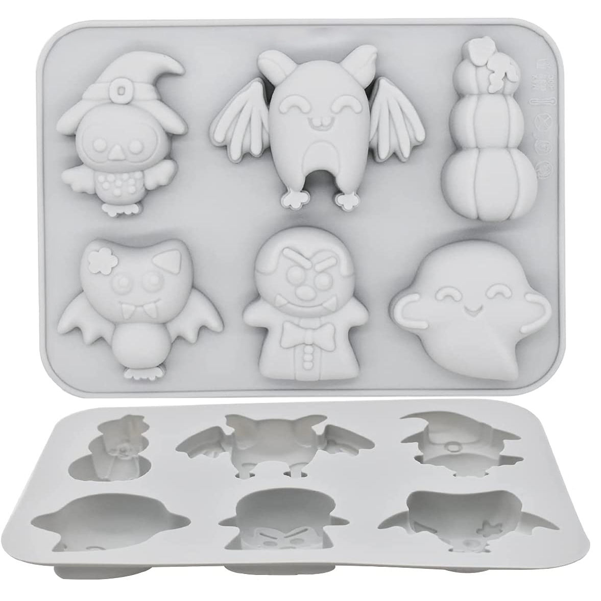 Süße Halloween Monster Silikonform für Eiswürfel und zum Backen 6-fach