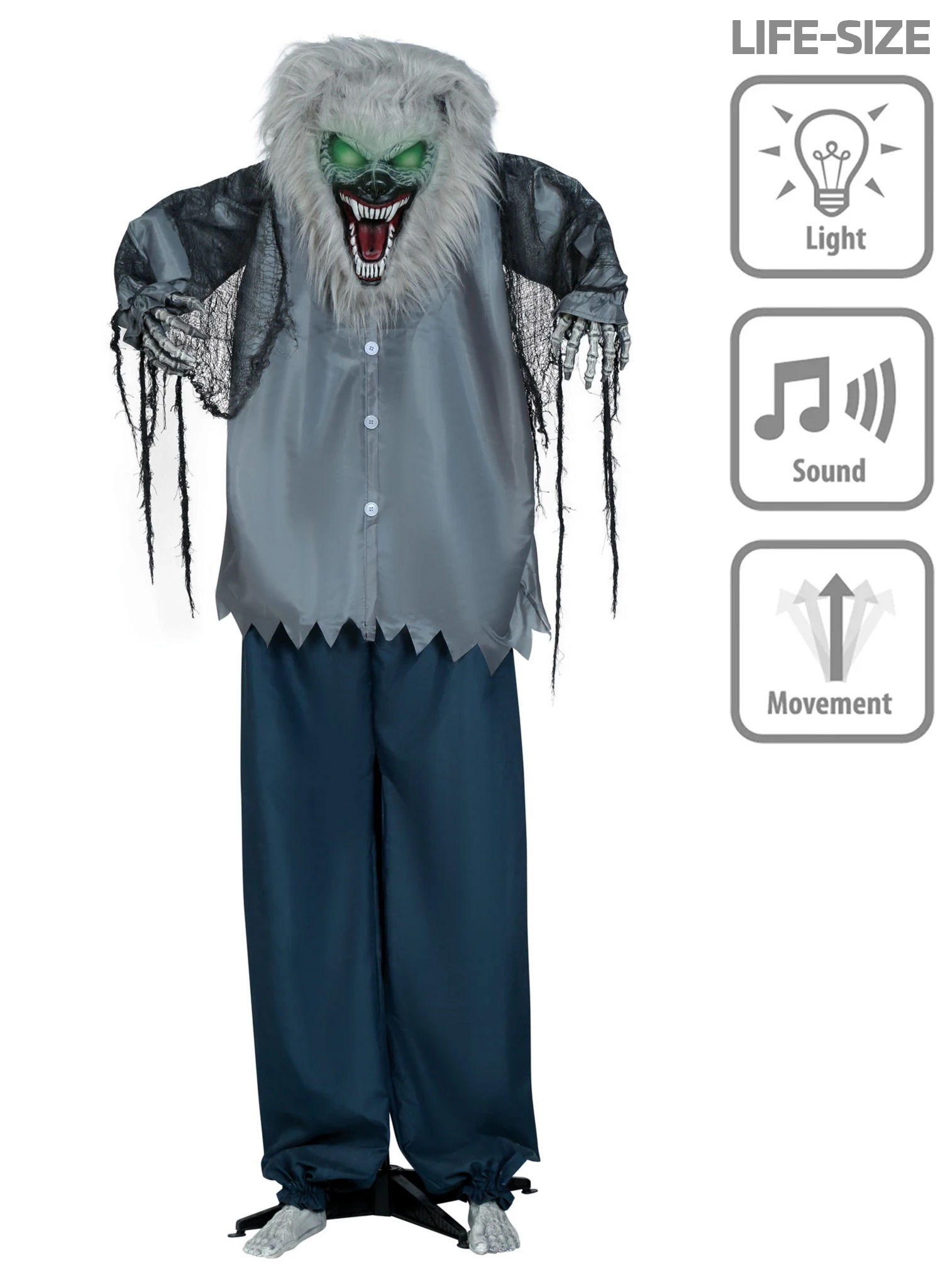 Wütender Werwolf – Halloweendeko mit Sound und Animation – 210 cm