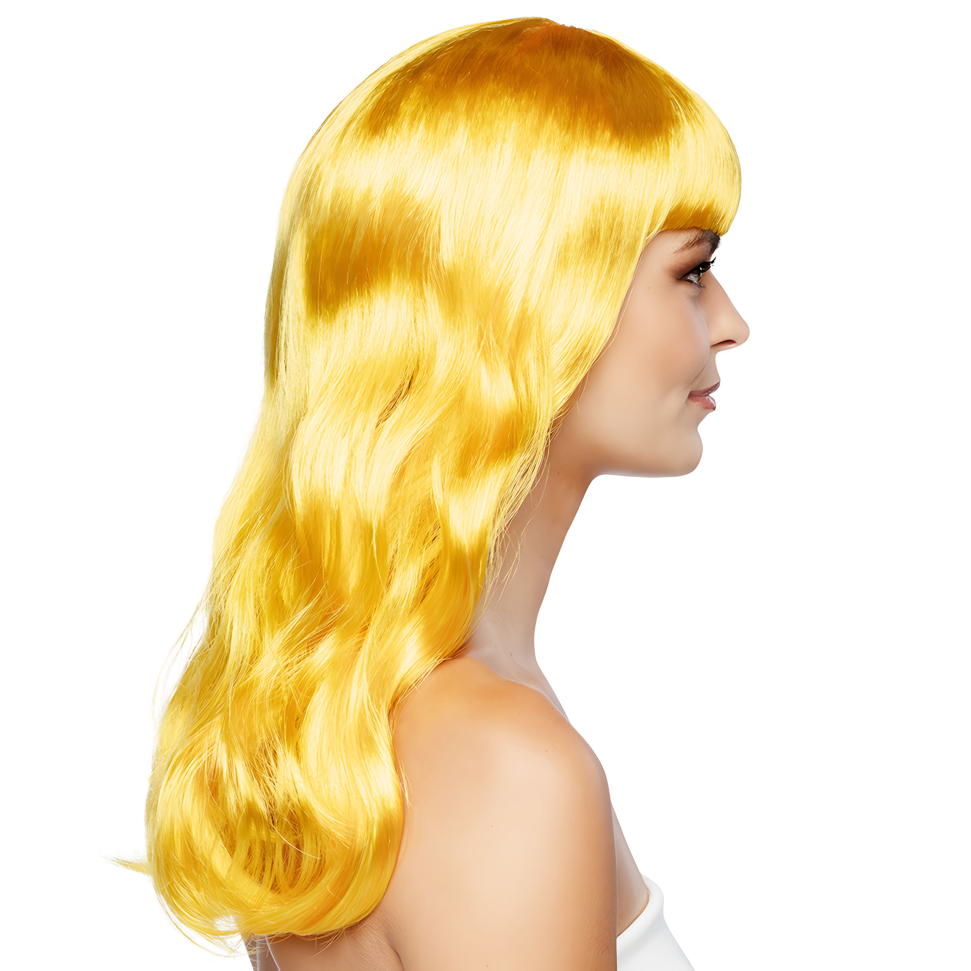 Lange Haare gelb Perücke