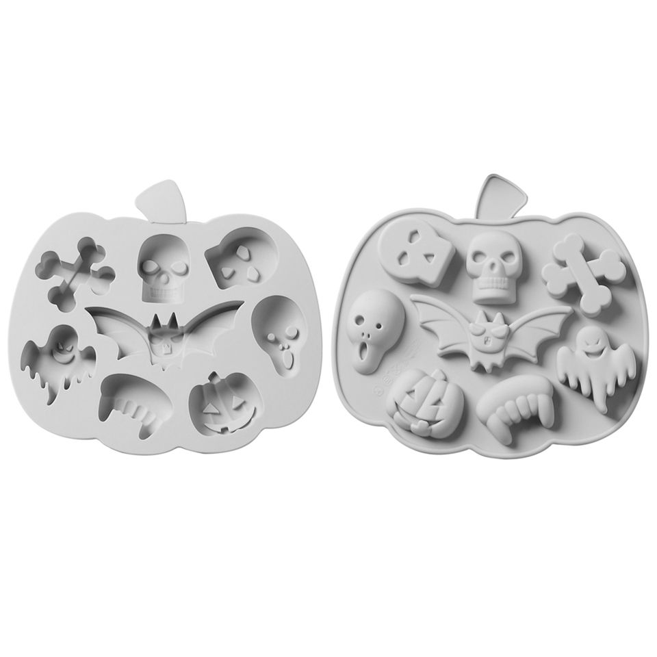 Halloween Figuren Silikonform für Eiswürfel und zum Backen 8-fach