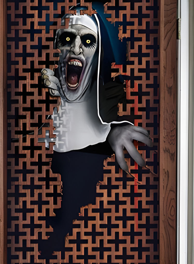 Horror Nonne Türbild – Halloweendeko 80 x 180 cm