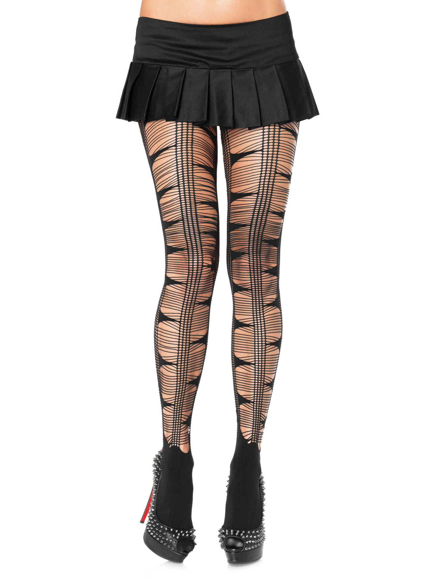 Strumpfhose schwarz mit transparenten Streifen