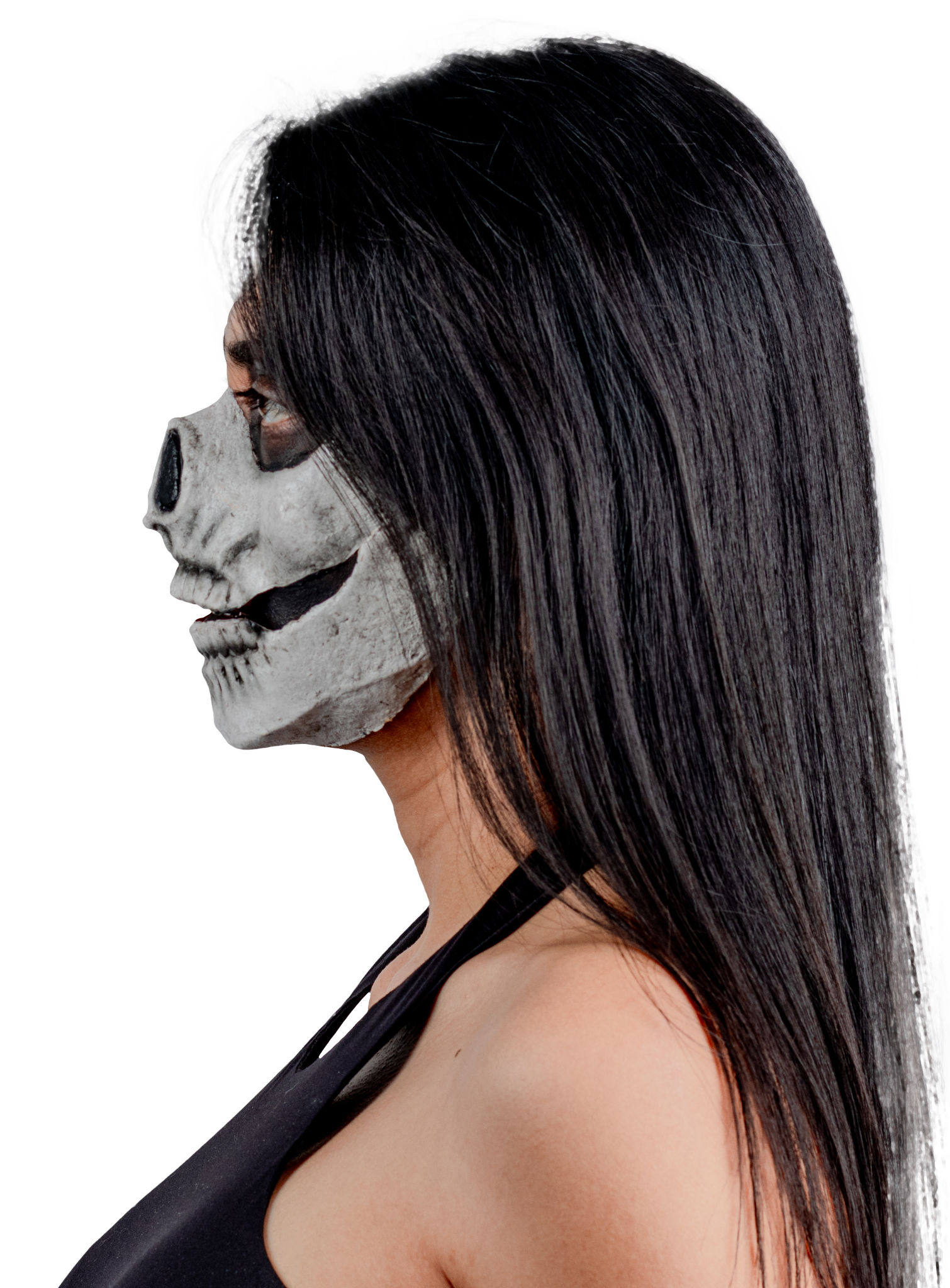 Schädel Teilmaske zum Ankleben weiß