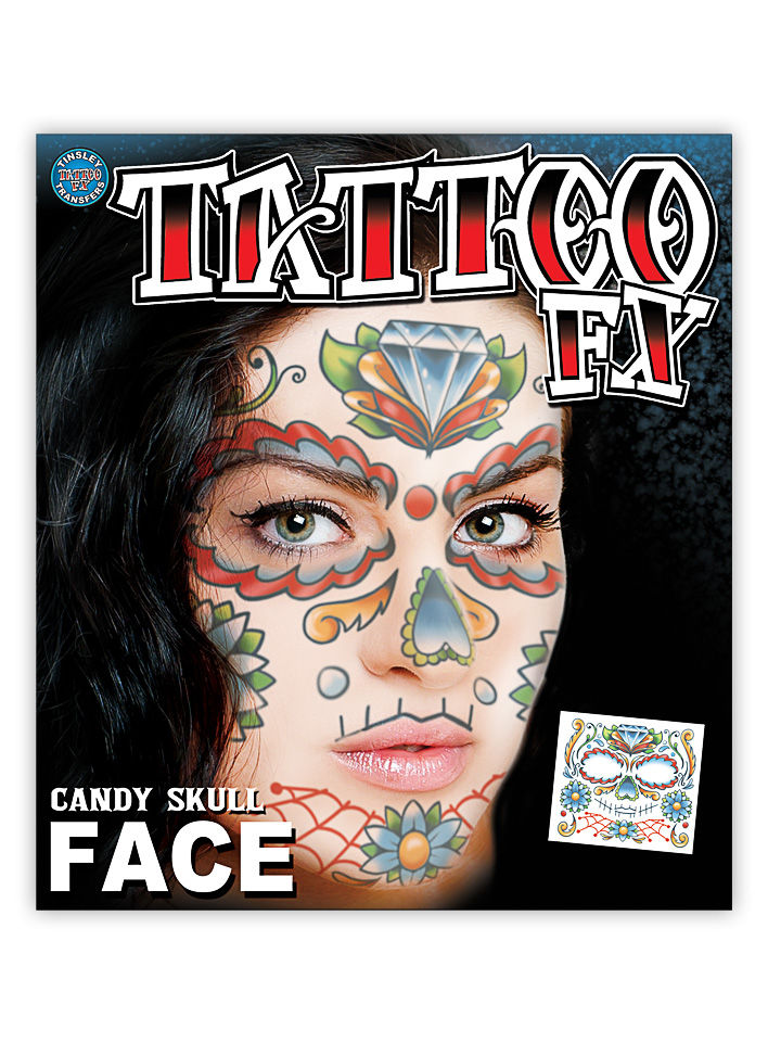 Candy Skull Gesicht-Klebetattoo