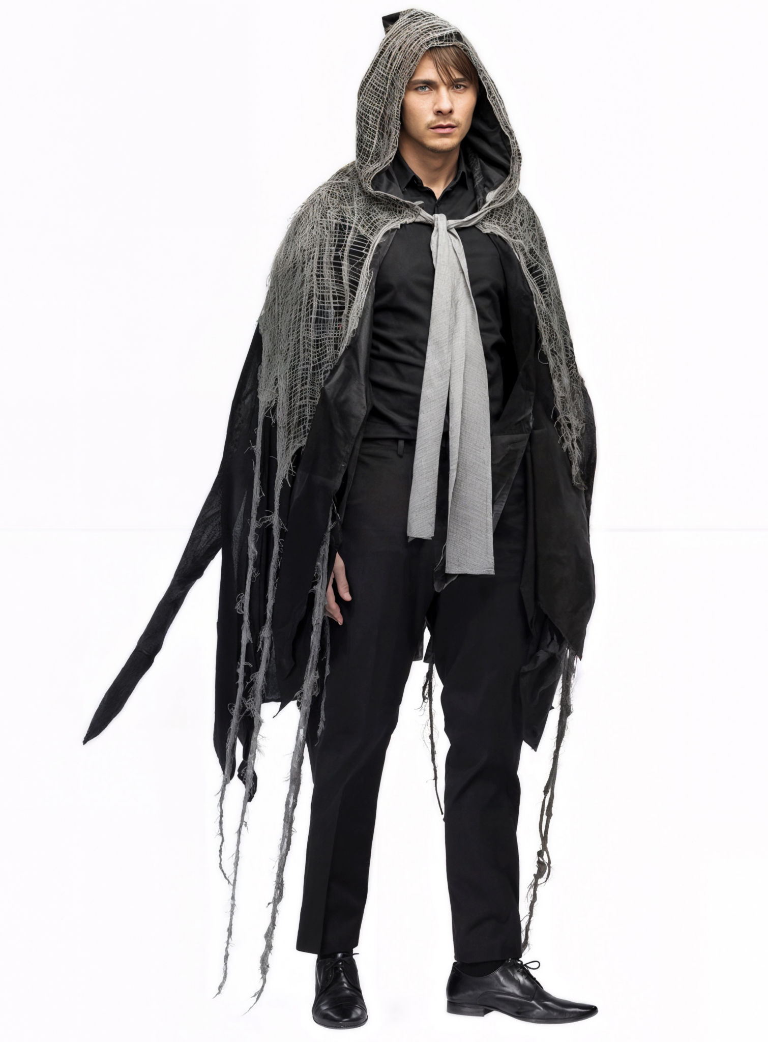 Gothic Cape grau-schwarz