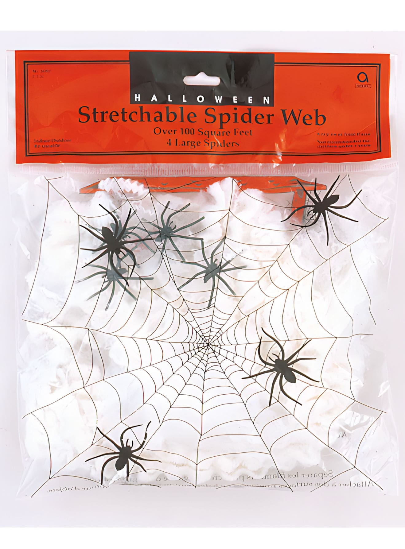 Toile d'araignée d'Halloween avec 4 araignées noires – Décoration d'Halloween
