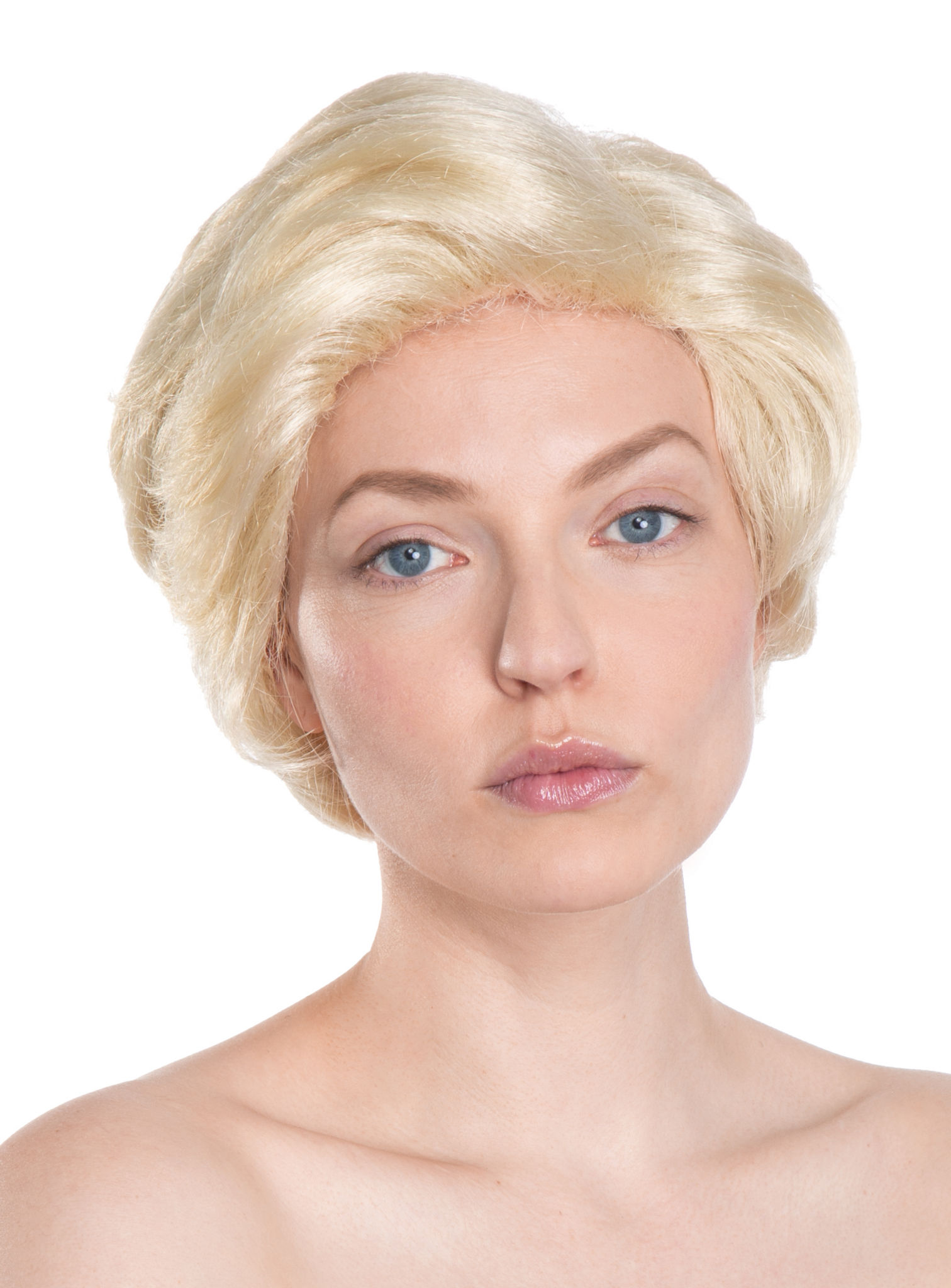 Blonde Kurzhaarperücke mit Seitenscheitel