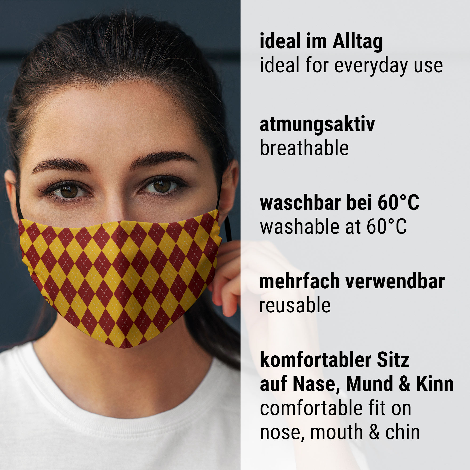 Stoffen masker toverschool rood