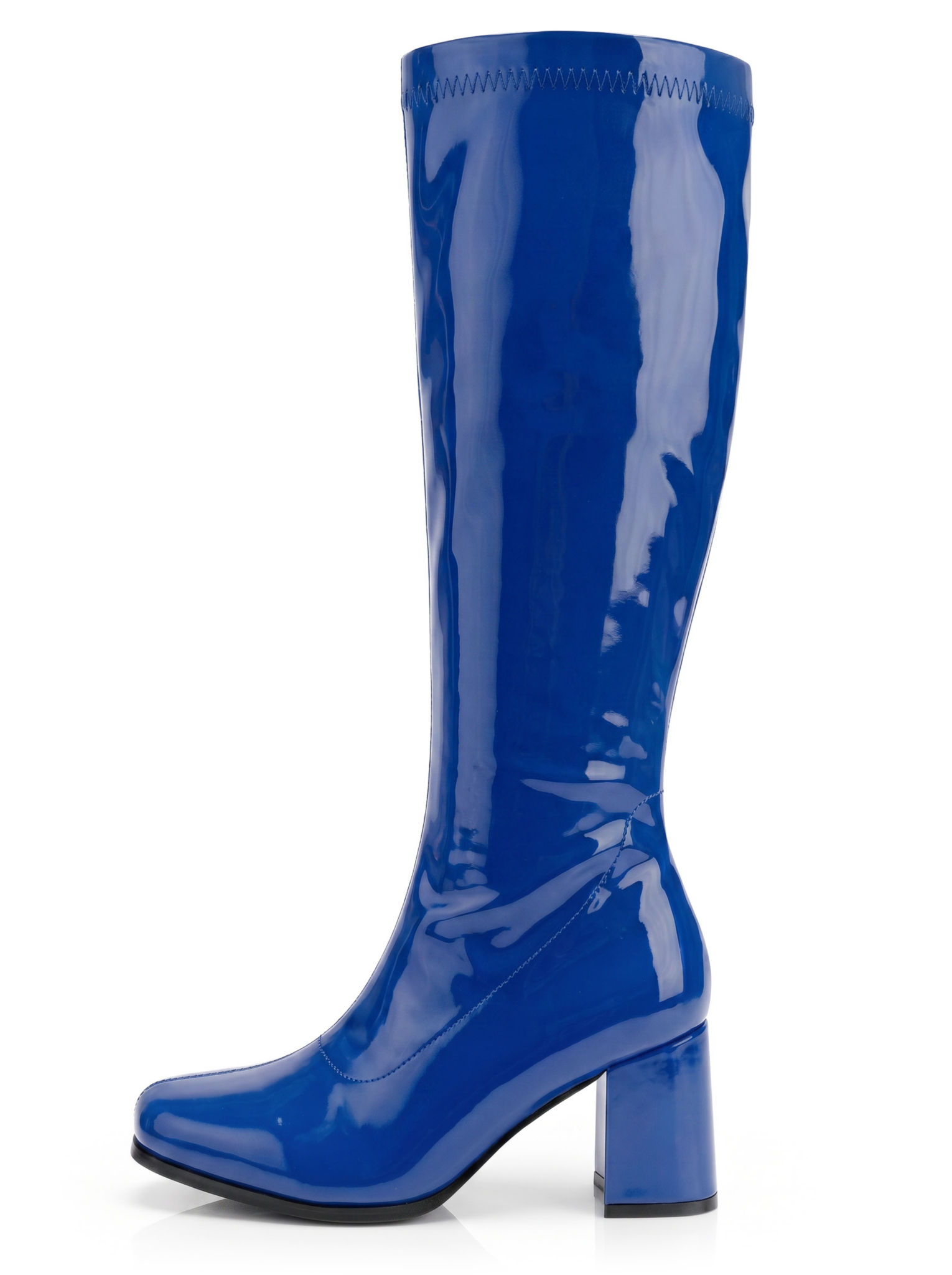Schmalschaft Stiefel Stretchlack blau