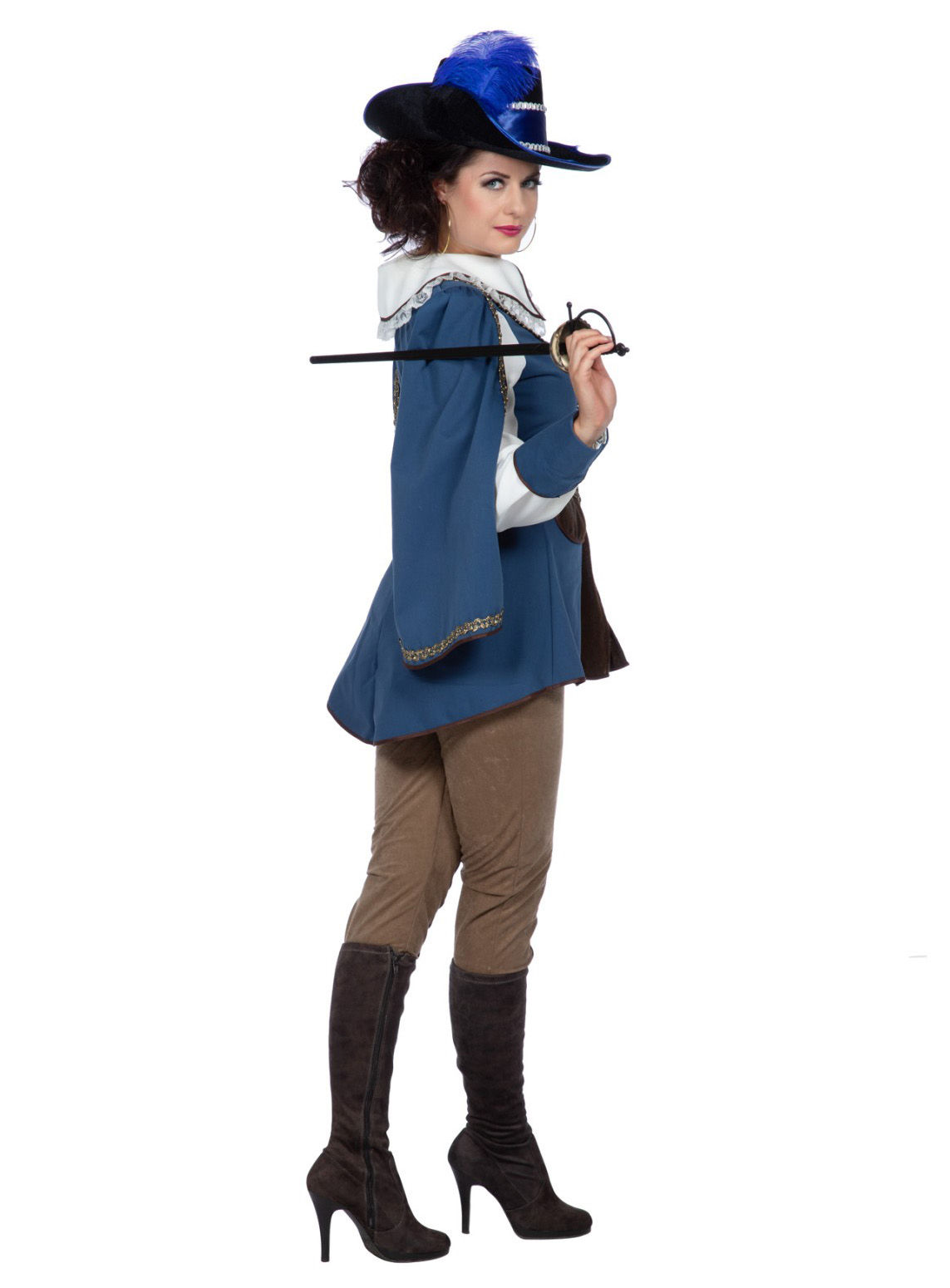 Blaues Musketier Kostüm für Frauen