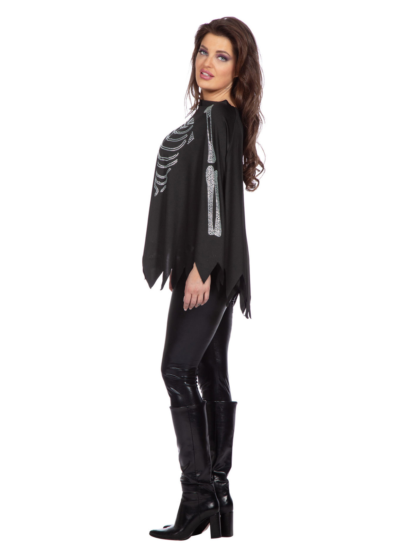 Poncho mit Glitzerskelett