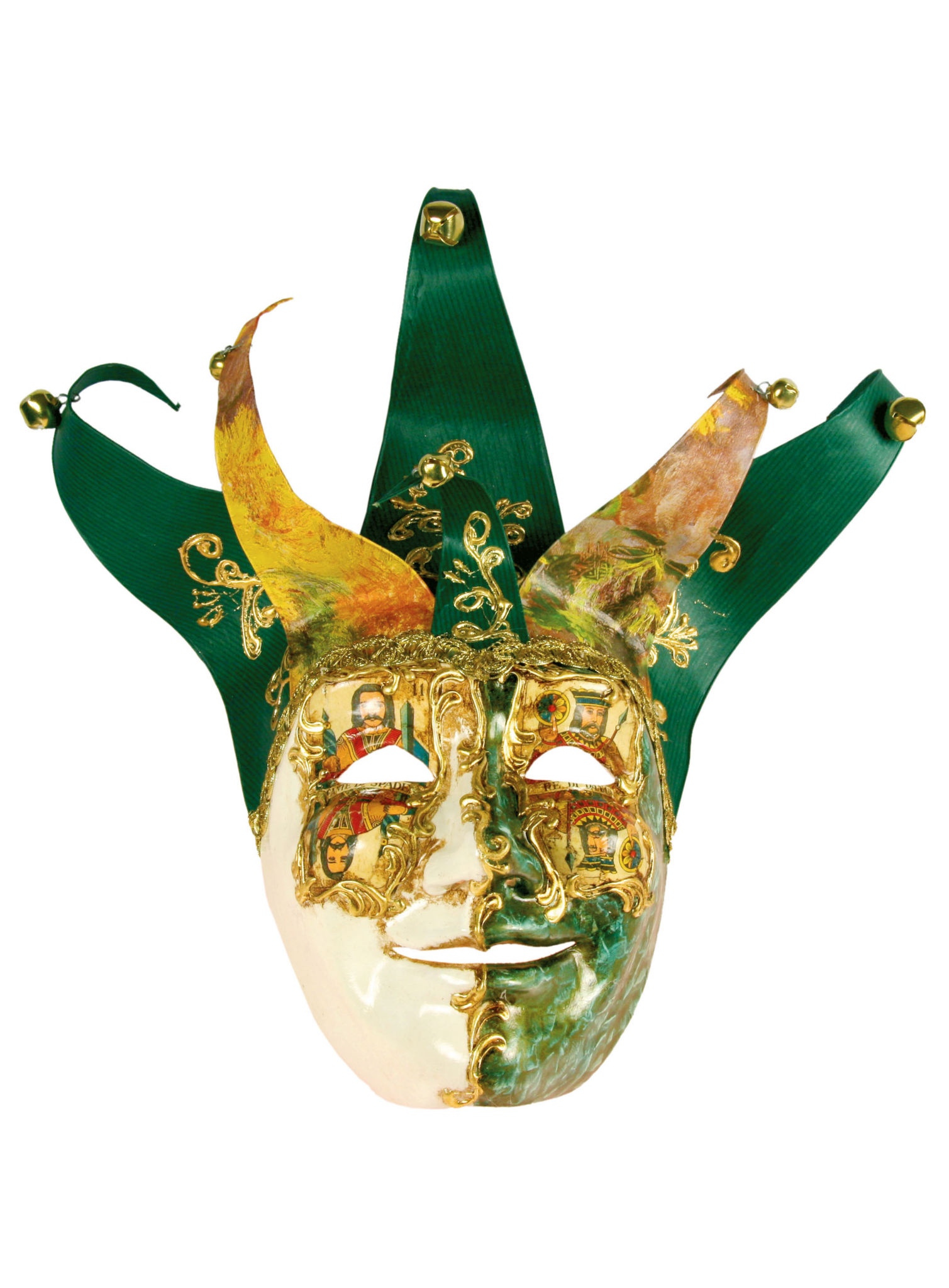 Jolly Carte Maschile verde bianco - Venezianische Maske