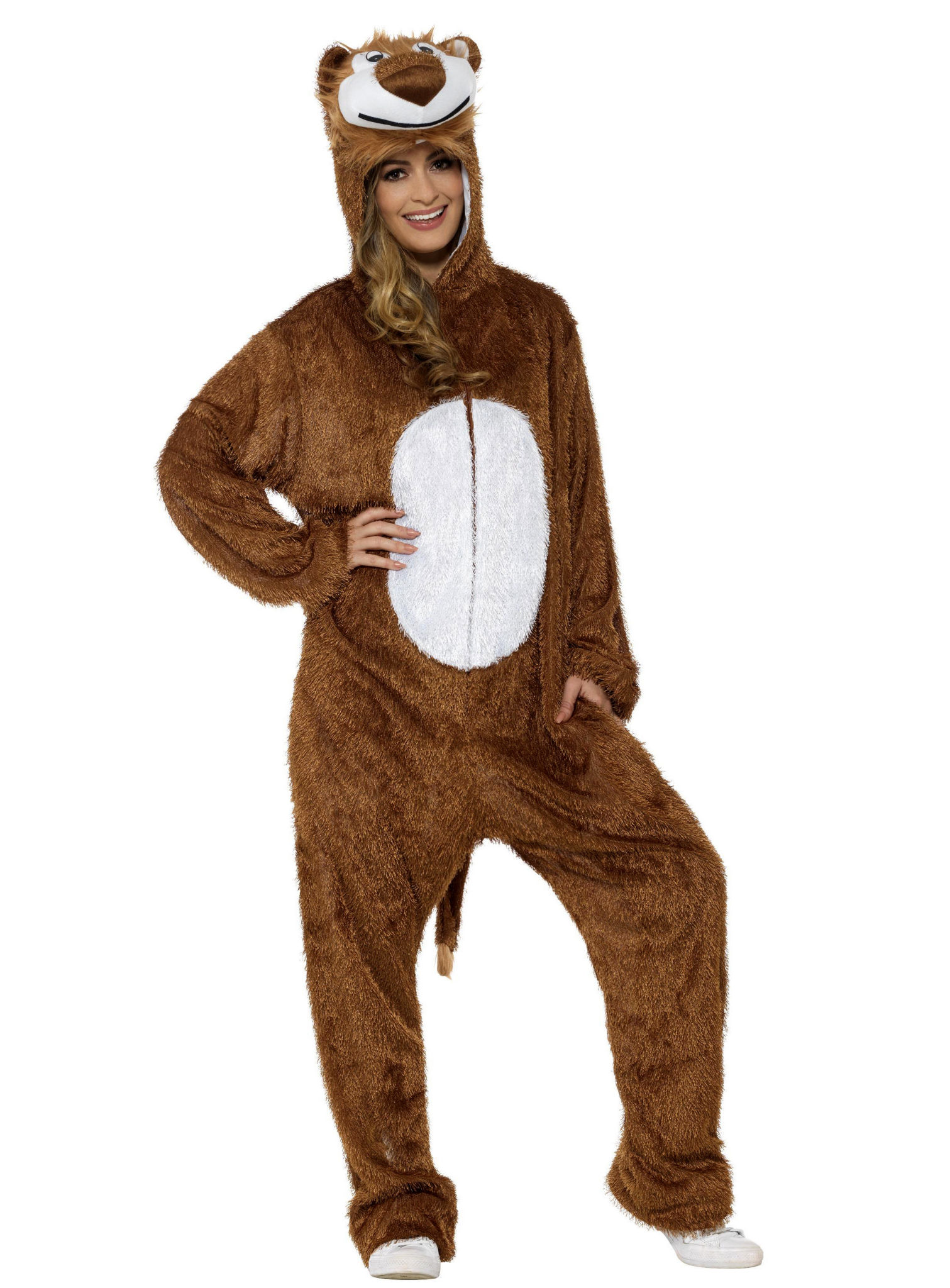 Pluizige leeuw hoodie onesie kostuum