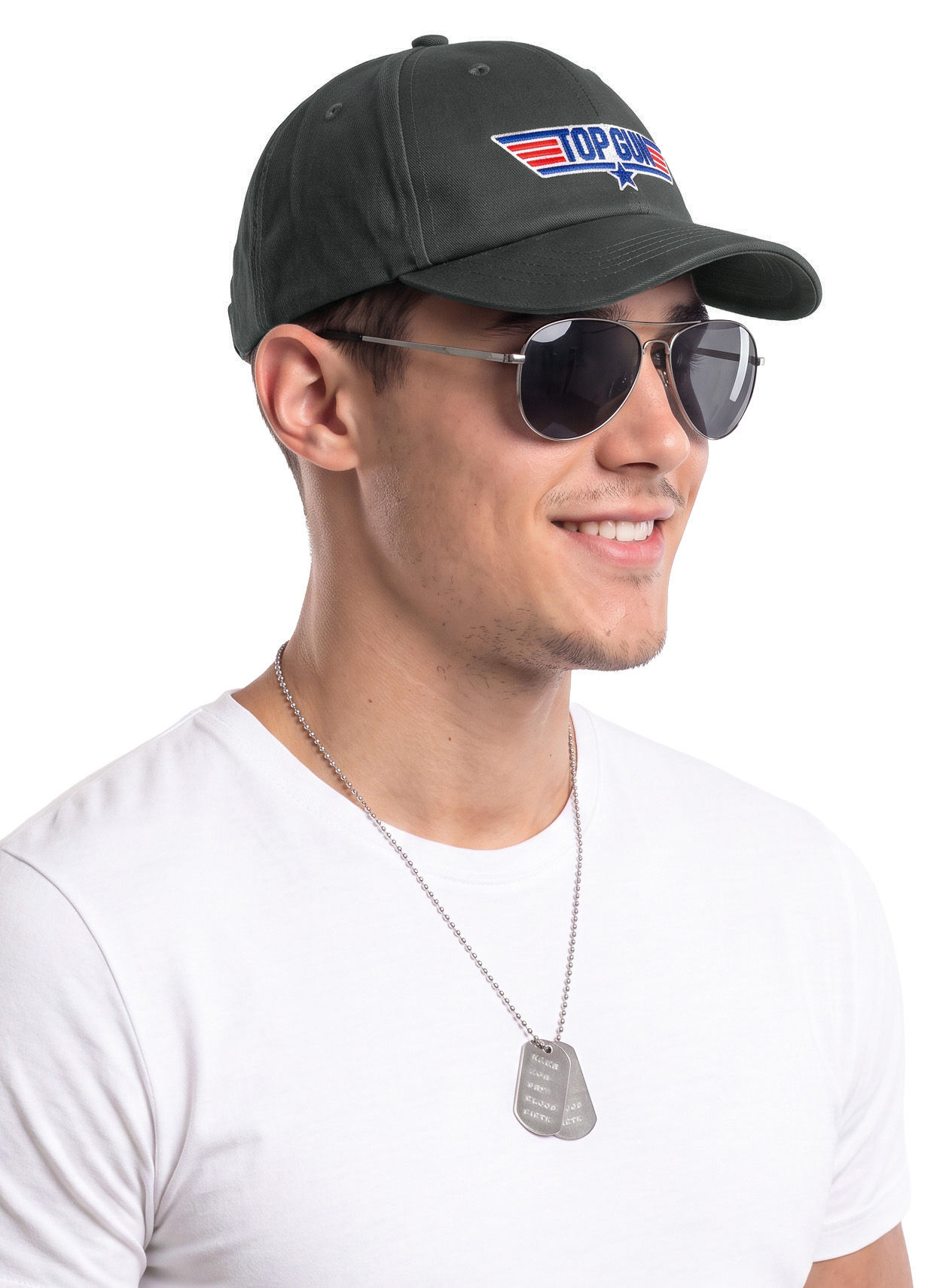 Top Gun Accessoire-Set mit Mütze, Fliegerbrille & Dog Tag