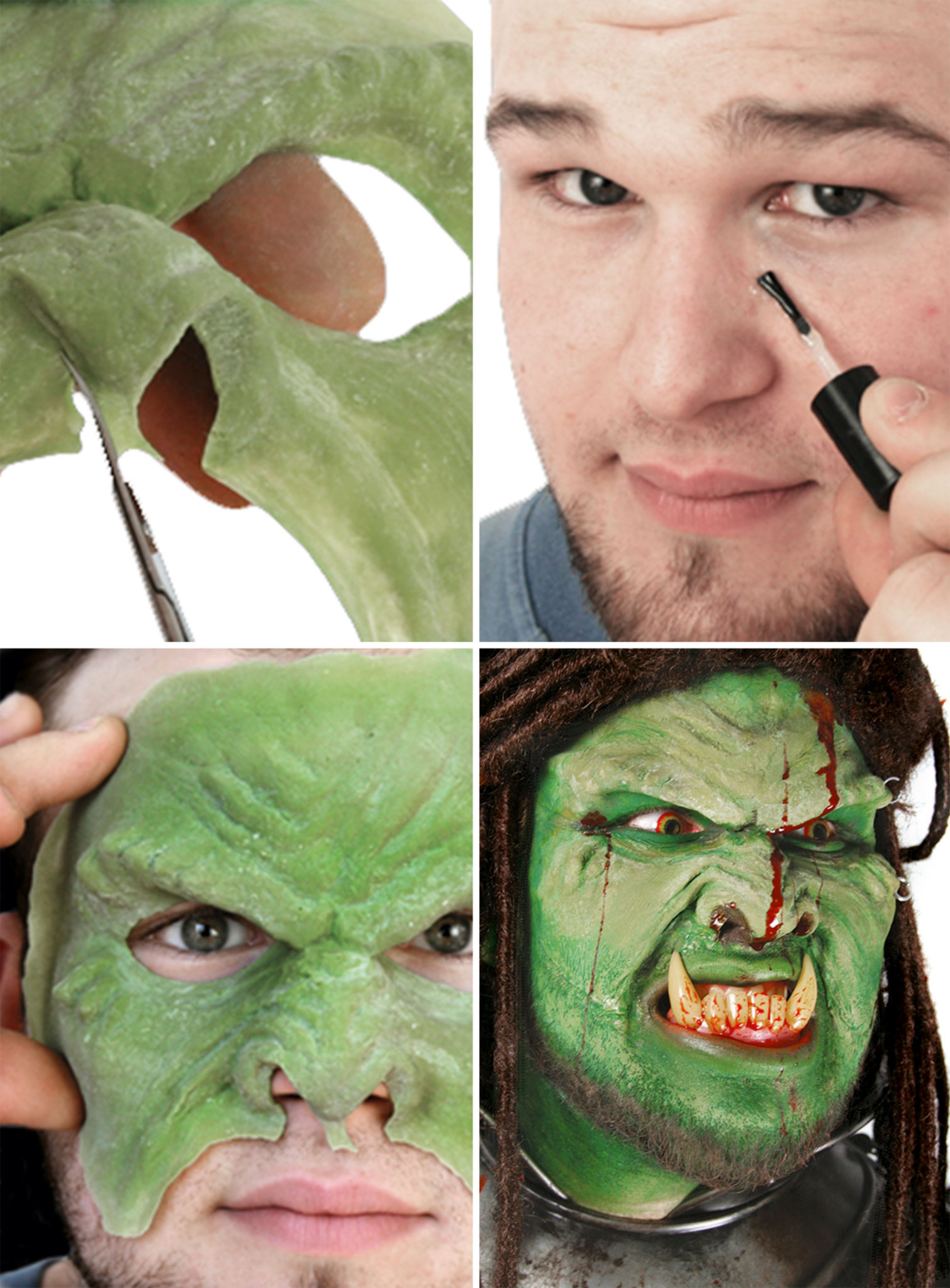 Ork Halbmaske aus Latex mit Mastix