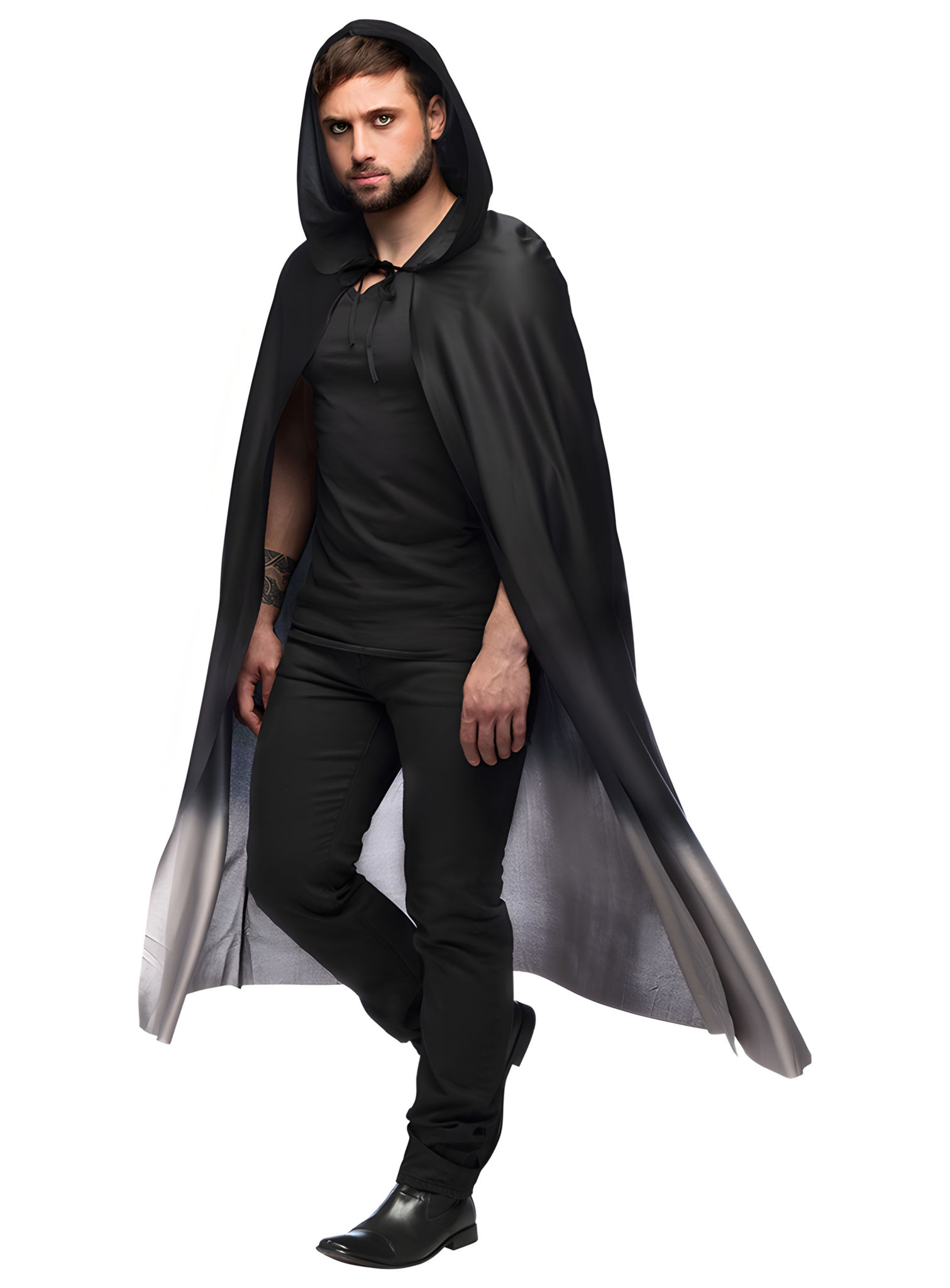 Obscuritas Cape mit Kapuze schwarz-grau