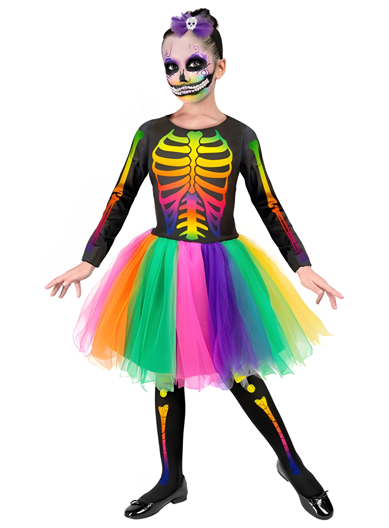 Skelett Regenbogen Kostüm für Kinder
