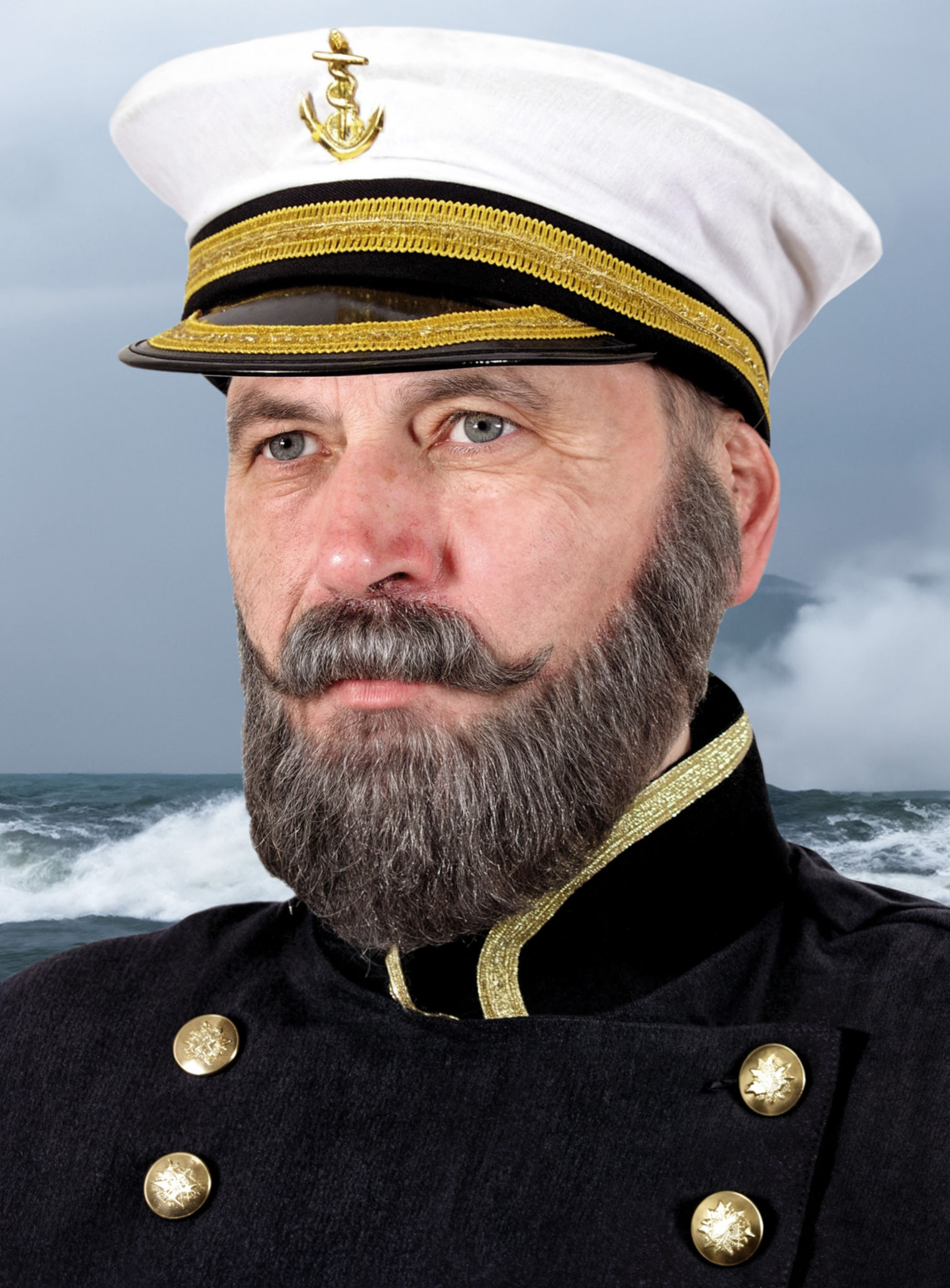 Bartset Kapitän mit Vollbart und Schnurrbart