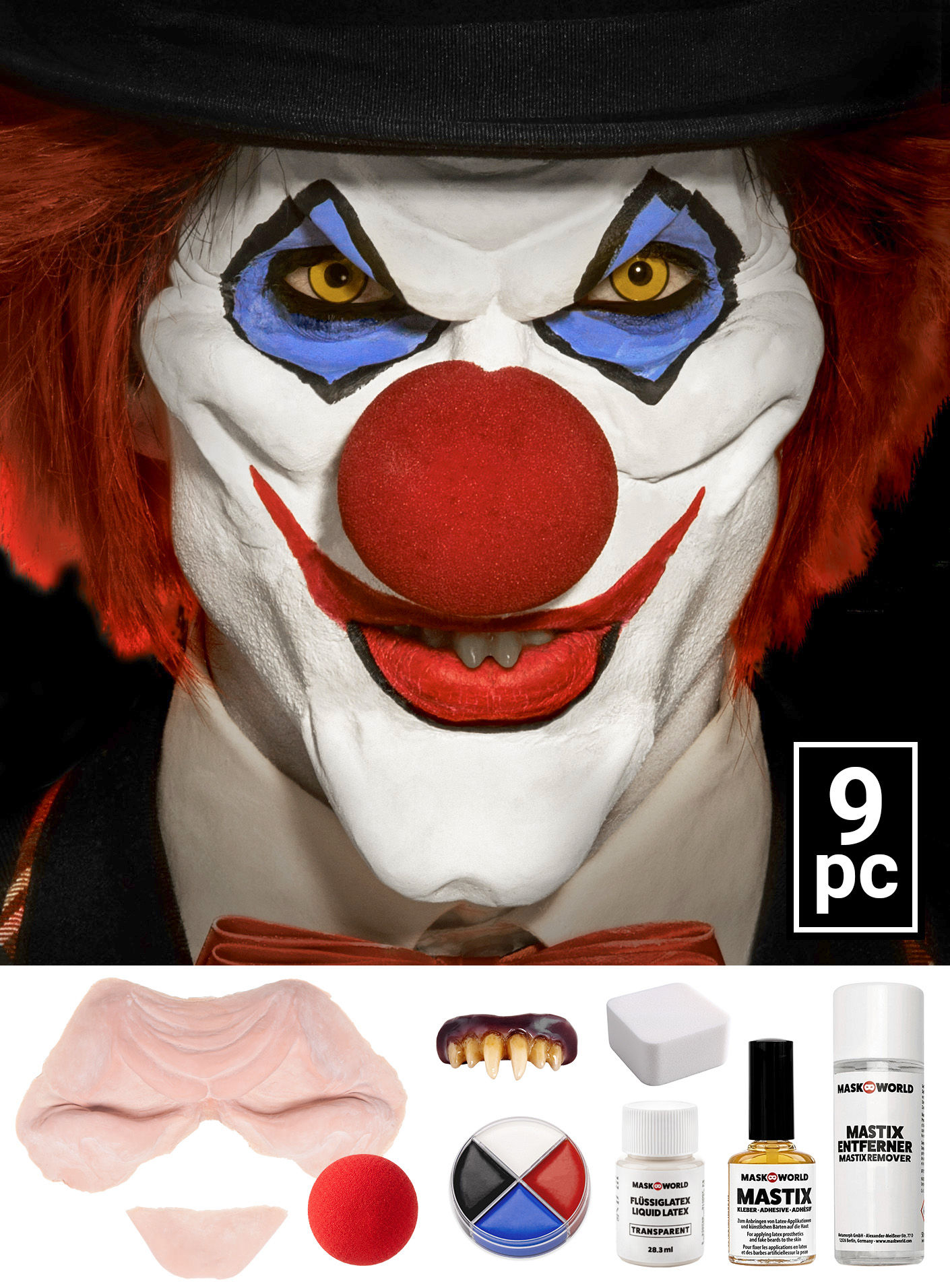 Horrorclown Charakter Make-up Set