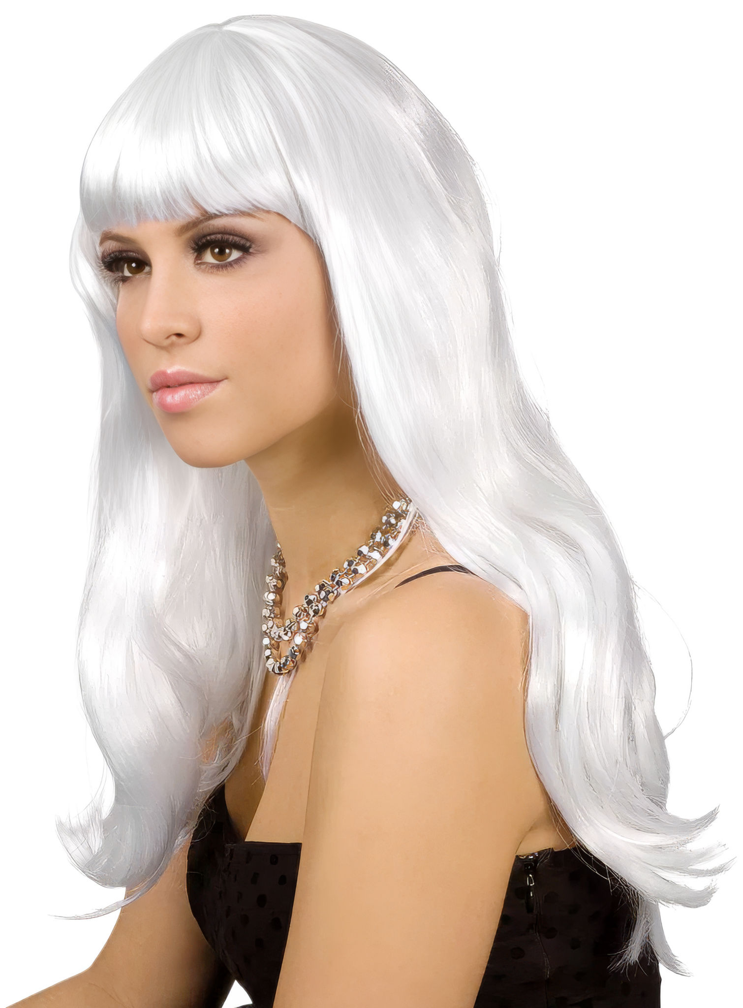 Lange Haare weiß Perücke
