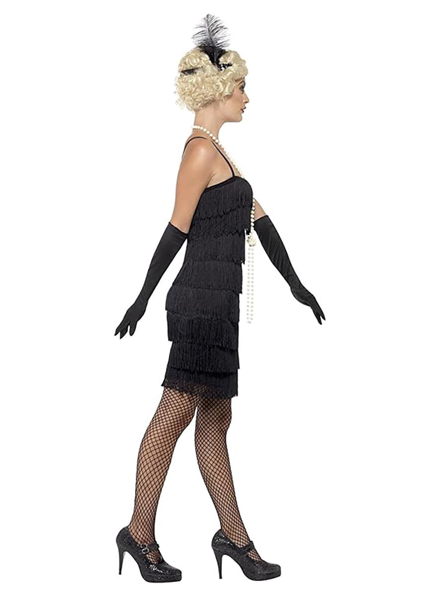 Schwarzes Flapper Cocktailkleid mit Fransen