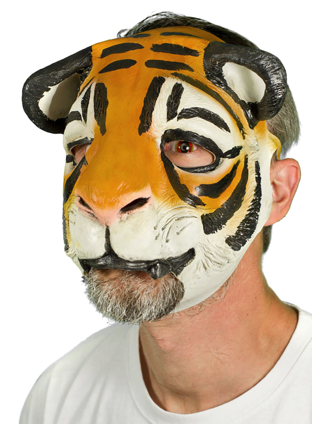Toller Tiger kinnfreie Maske aus Latex