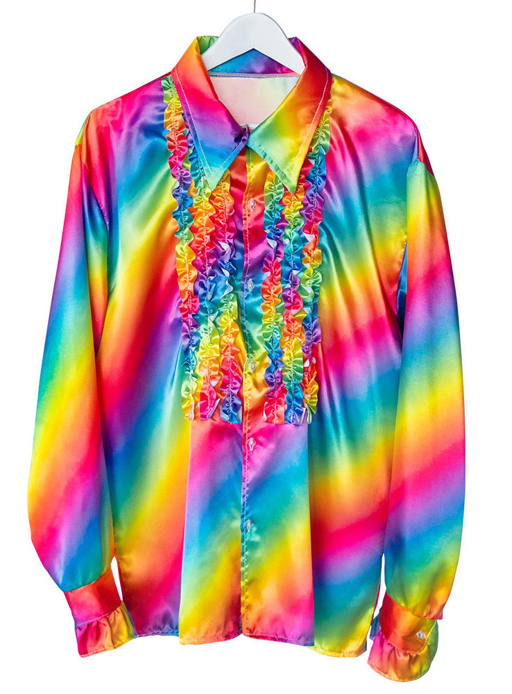 Schlagerstar Rüschenhemd regenbogen