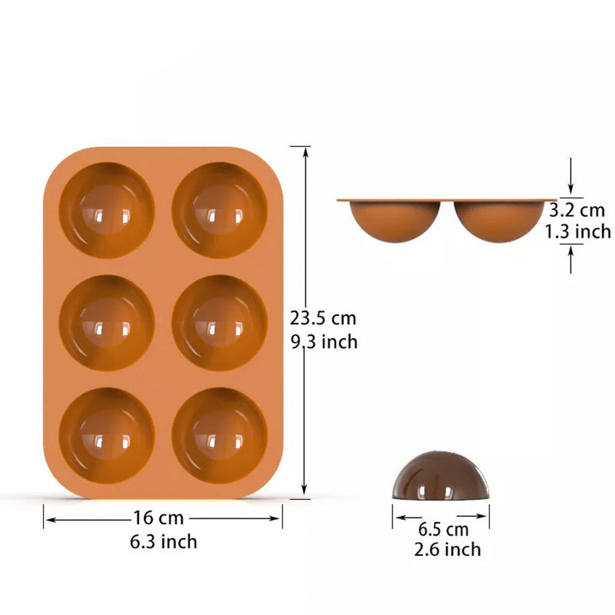 Chocolate Bombs Silikonform für große Pralinen, Badekugeln und zum Backen 6-fach