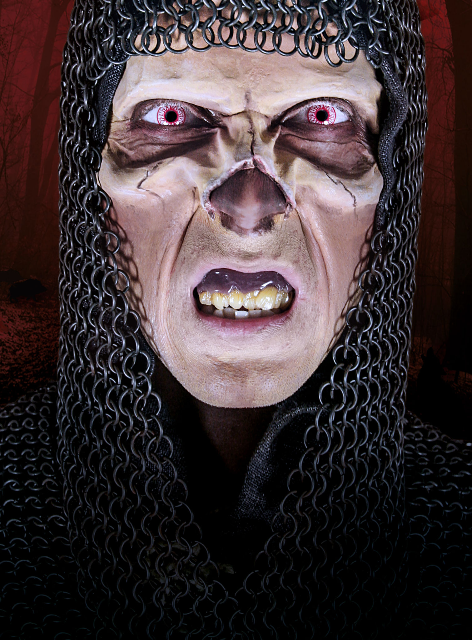 Skelett Halbmaske aus Latex mit Mastix