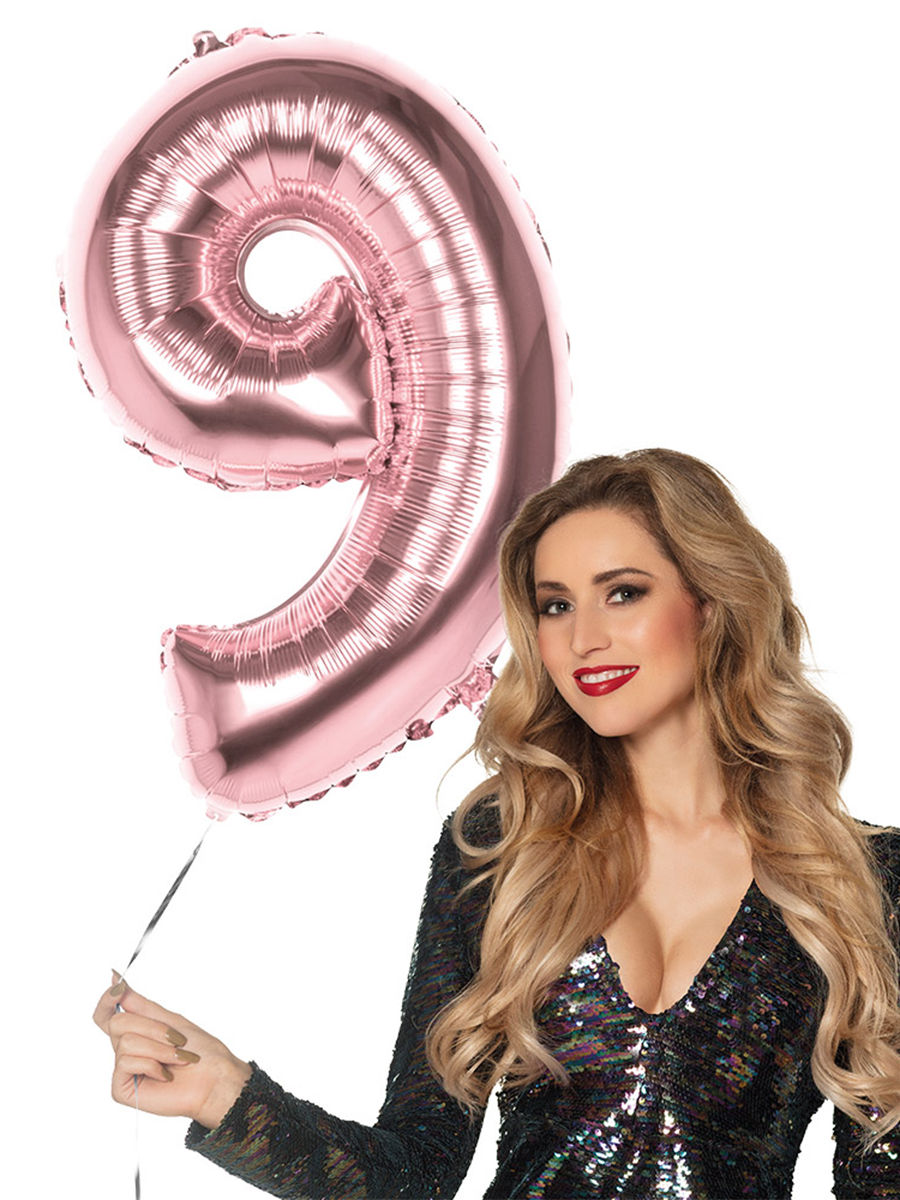 Folienballon Zahl 9 rosegold 86 cm
