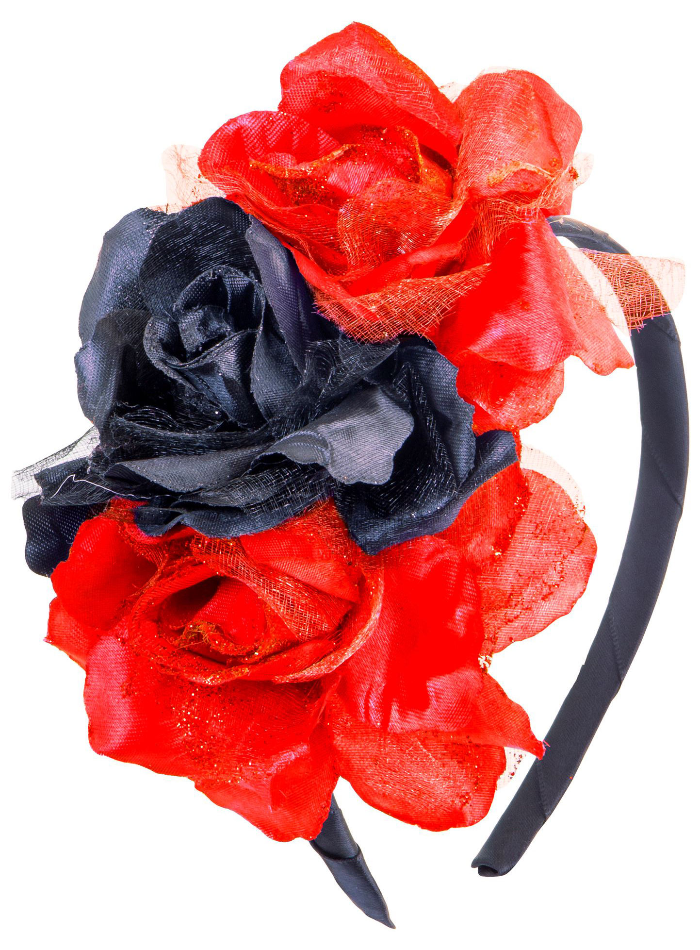Rosy Haarreif mit Rosen schwarz-rot