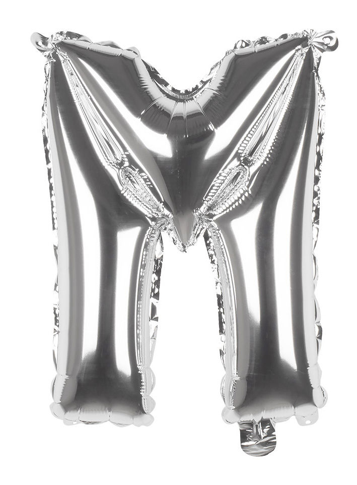 Folienballon Buchstabe M silber 36 cm
