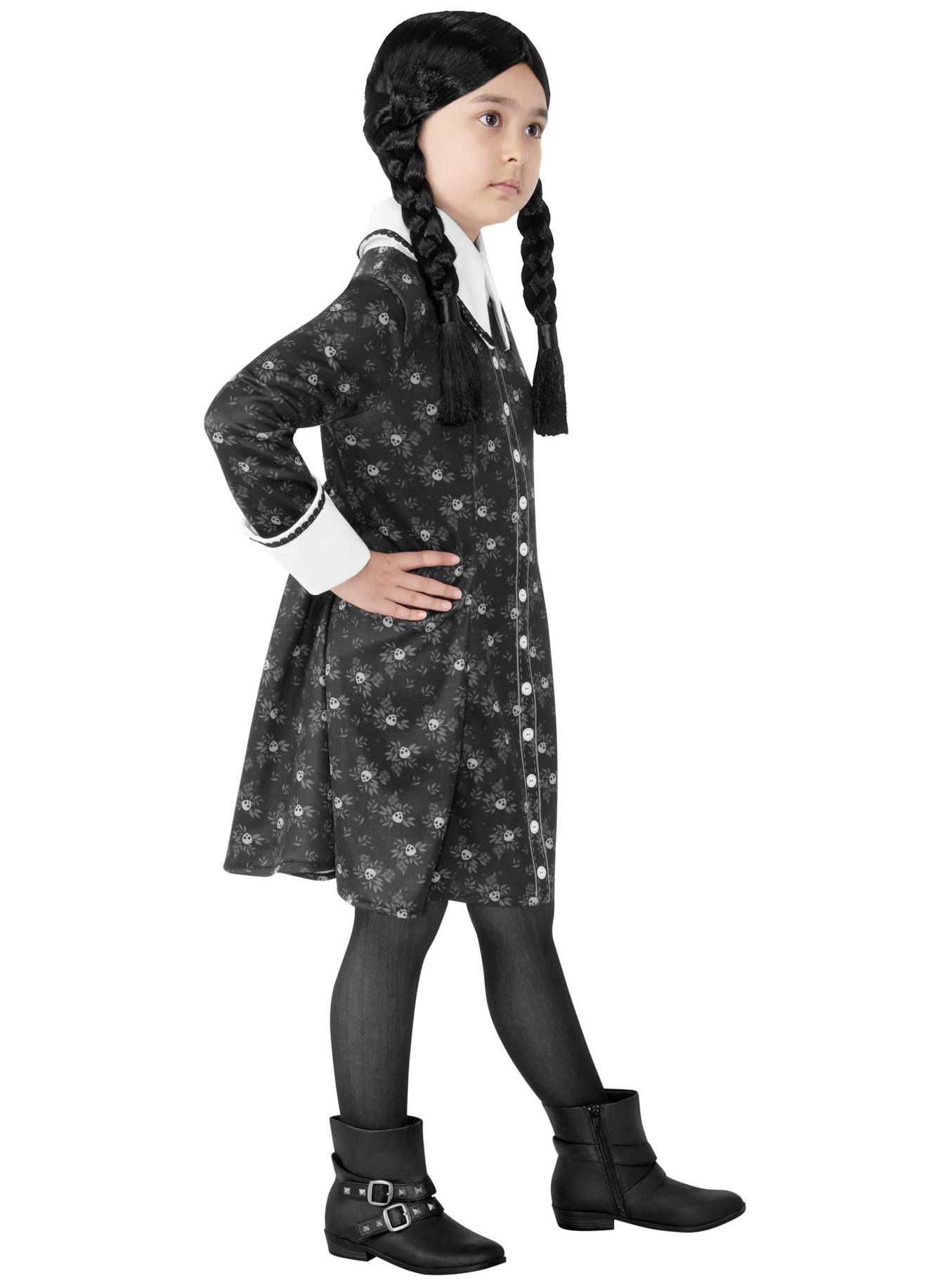 Wednesday Addams Totenkopf Kleid für Kinder