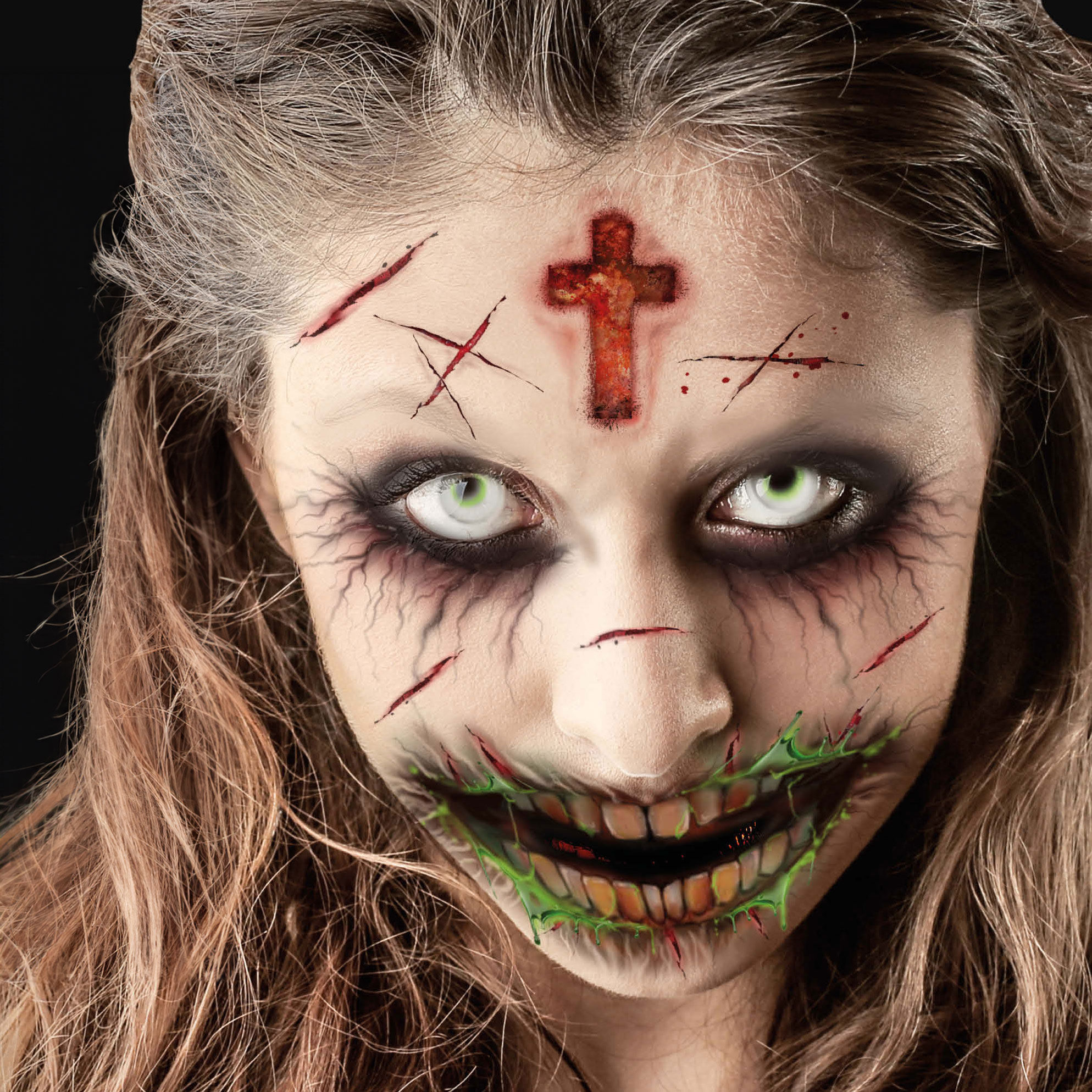 Besessener Zombie Gesicht-Klebetattoo