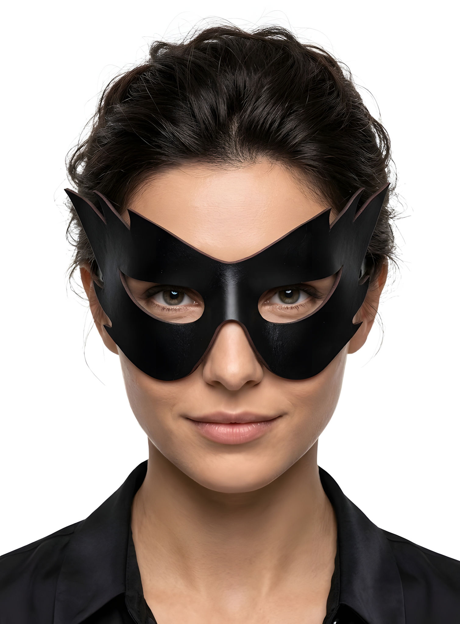 Colombina Fiamma schwarz Venezianische Ledermaske