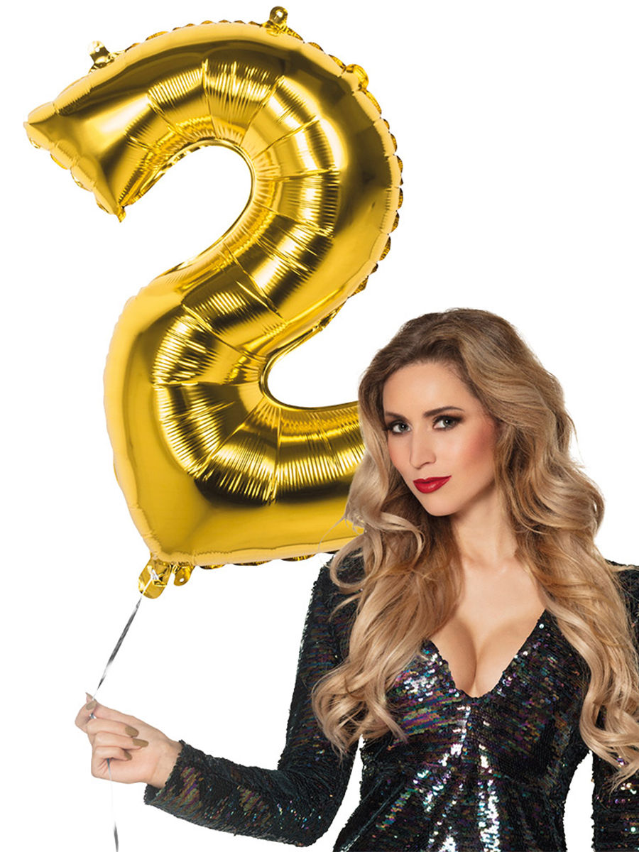 Folienballon Zahl 2 gold 86 cm