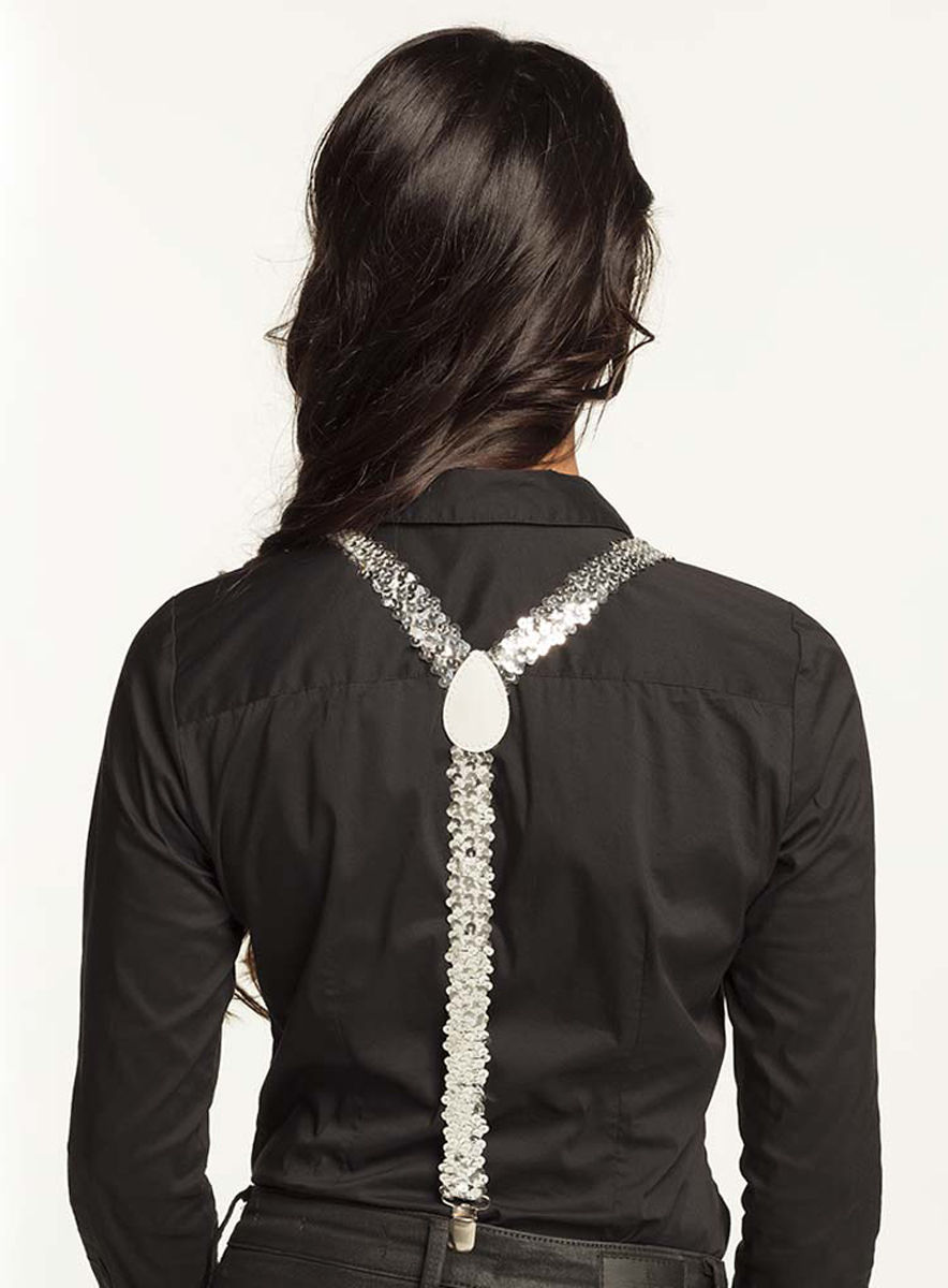 Hosenträger Pailletten silber