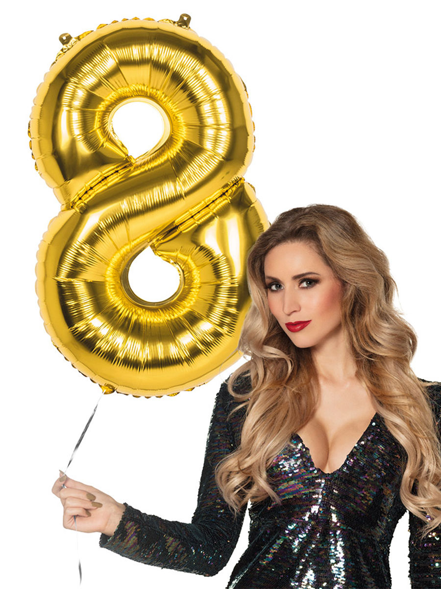 Folienballon Zahl 8 gold 86 cm