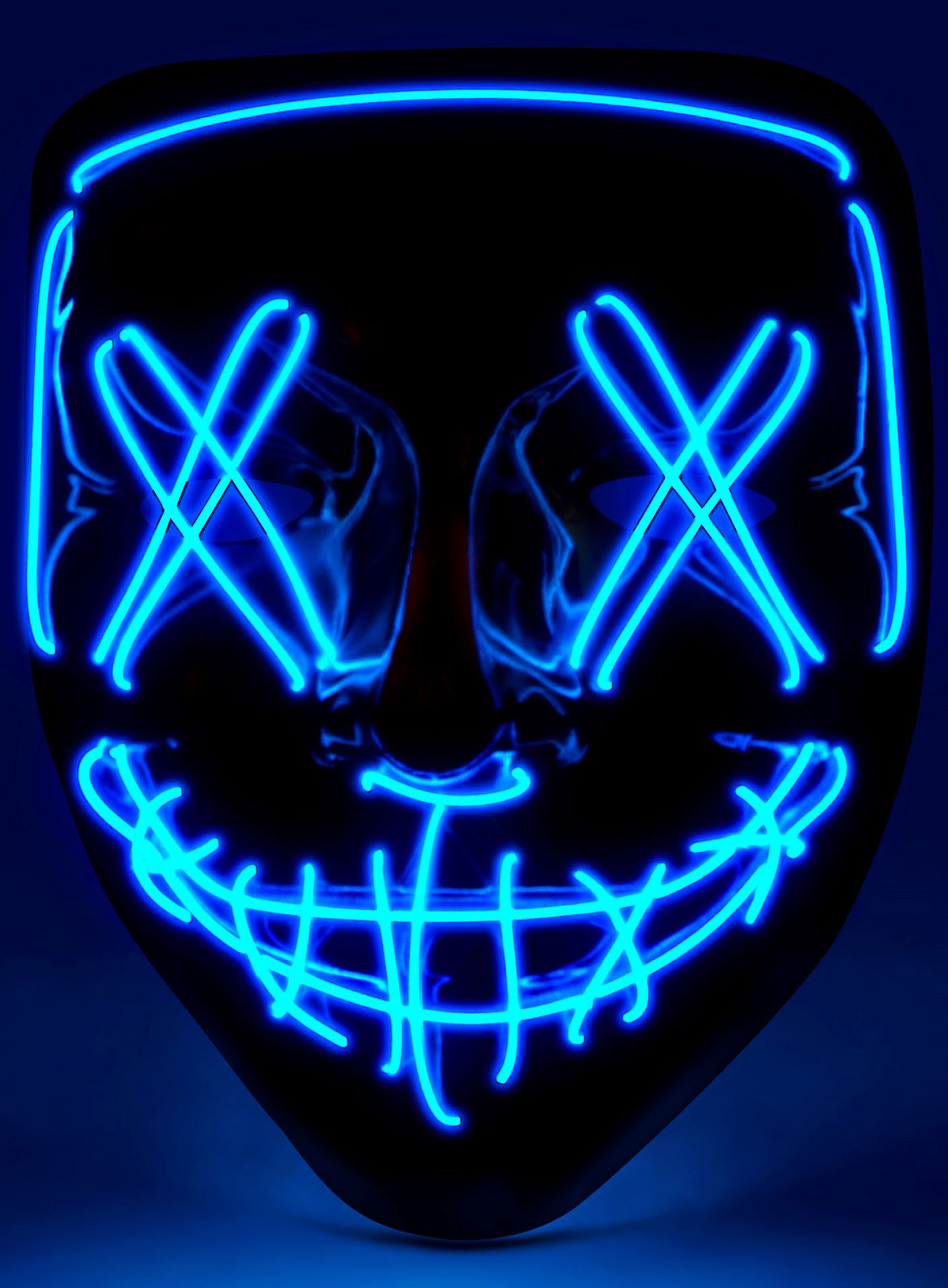 Gruselige LED-Maske blau