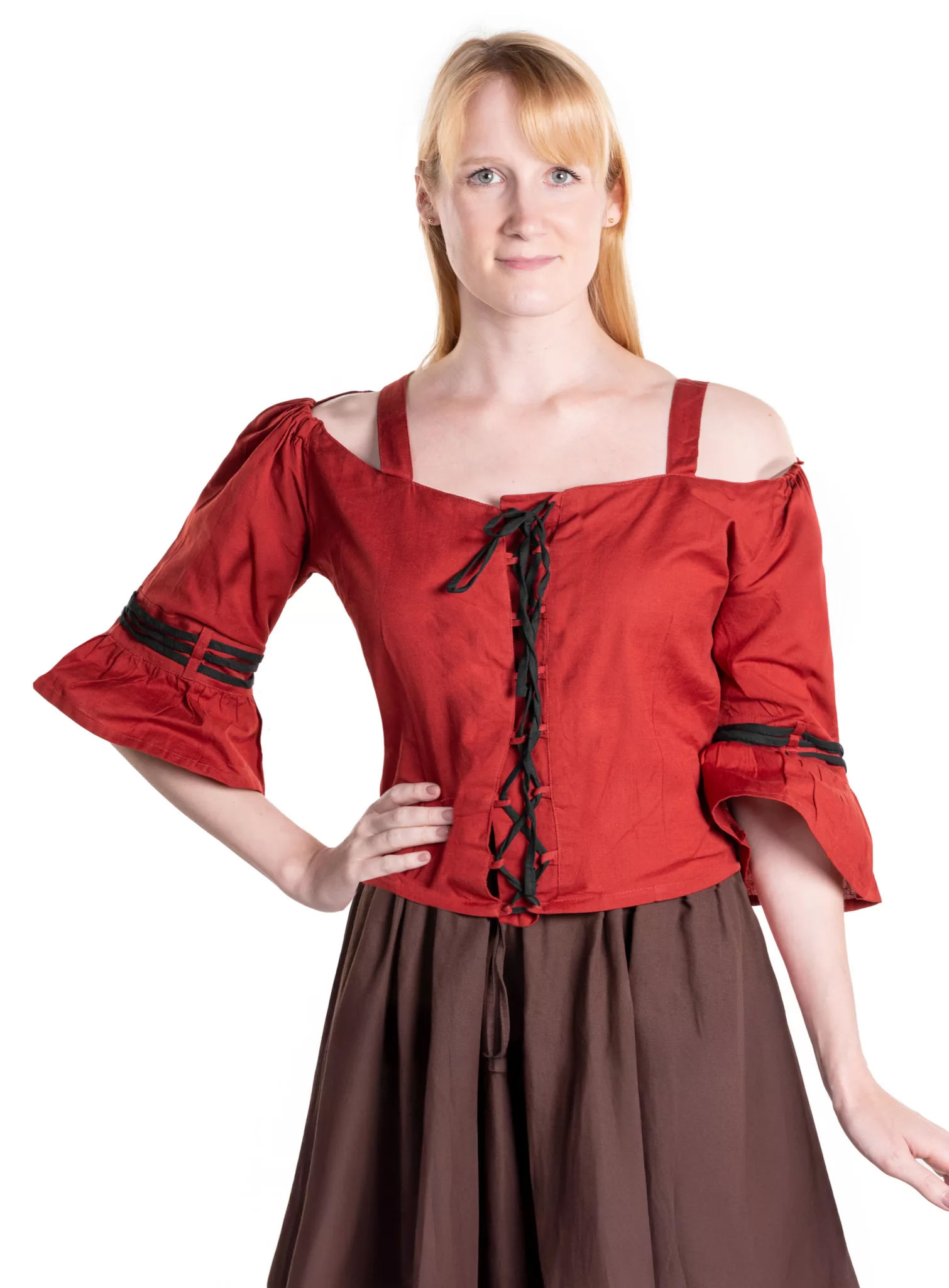 Mittelalterbluse schulterfrei - Prina, kurz