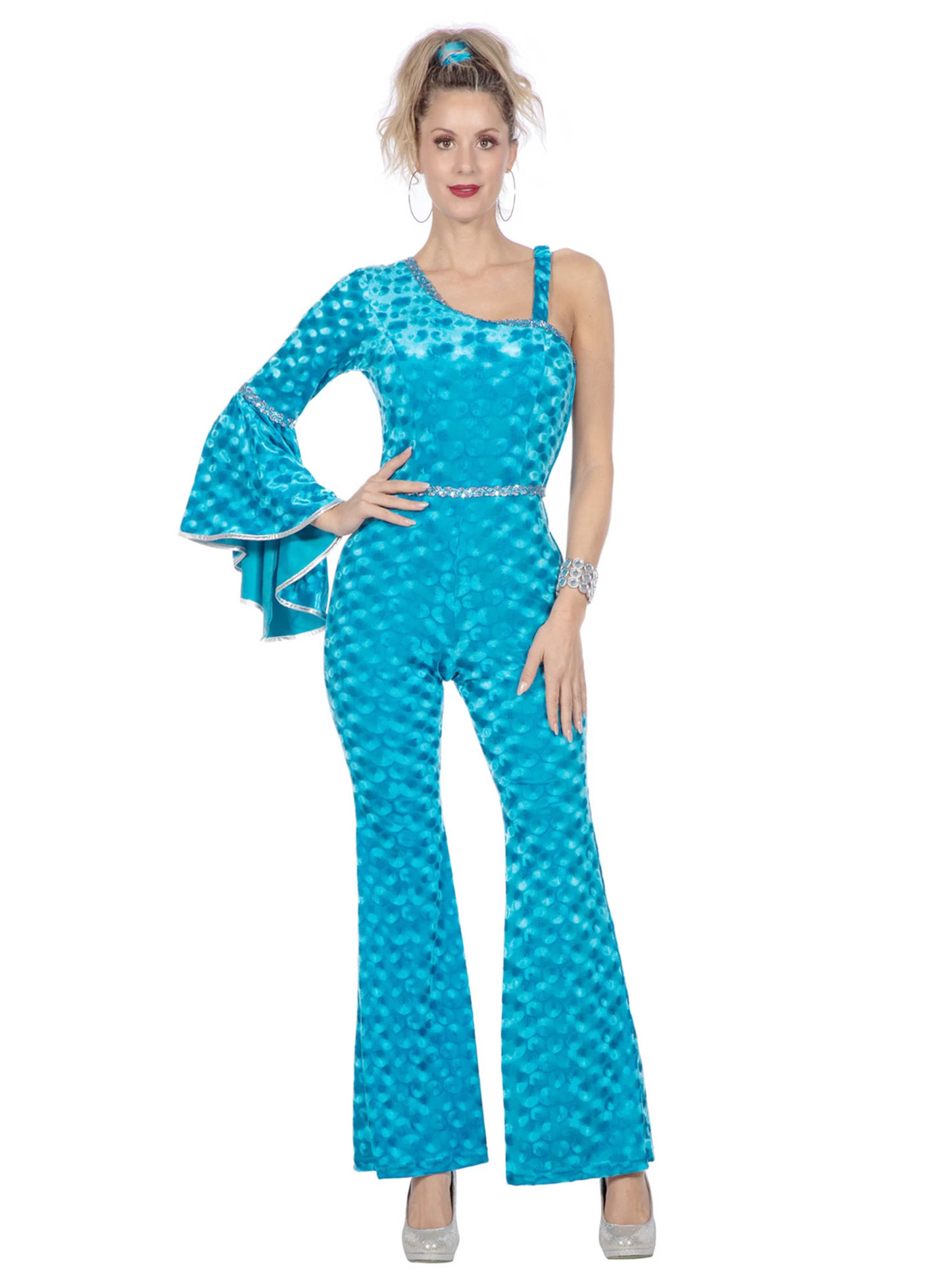 Samtweicher Disco Catsuit blau