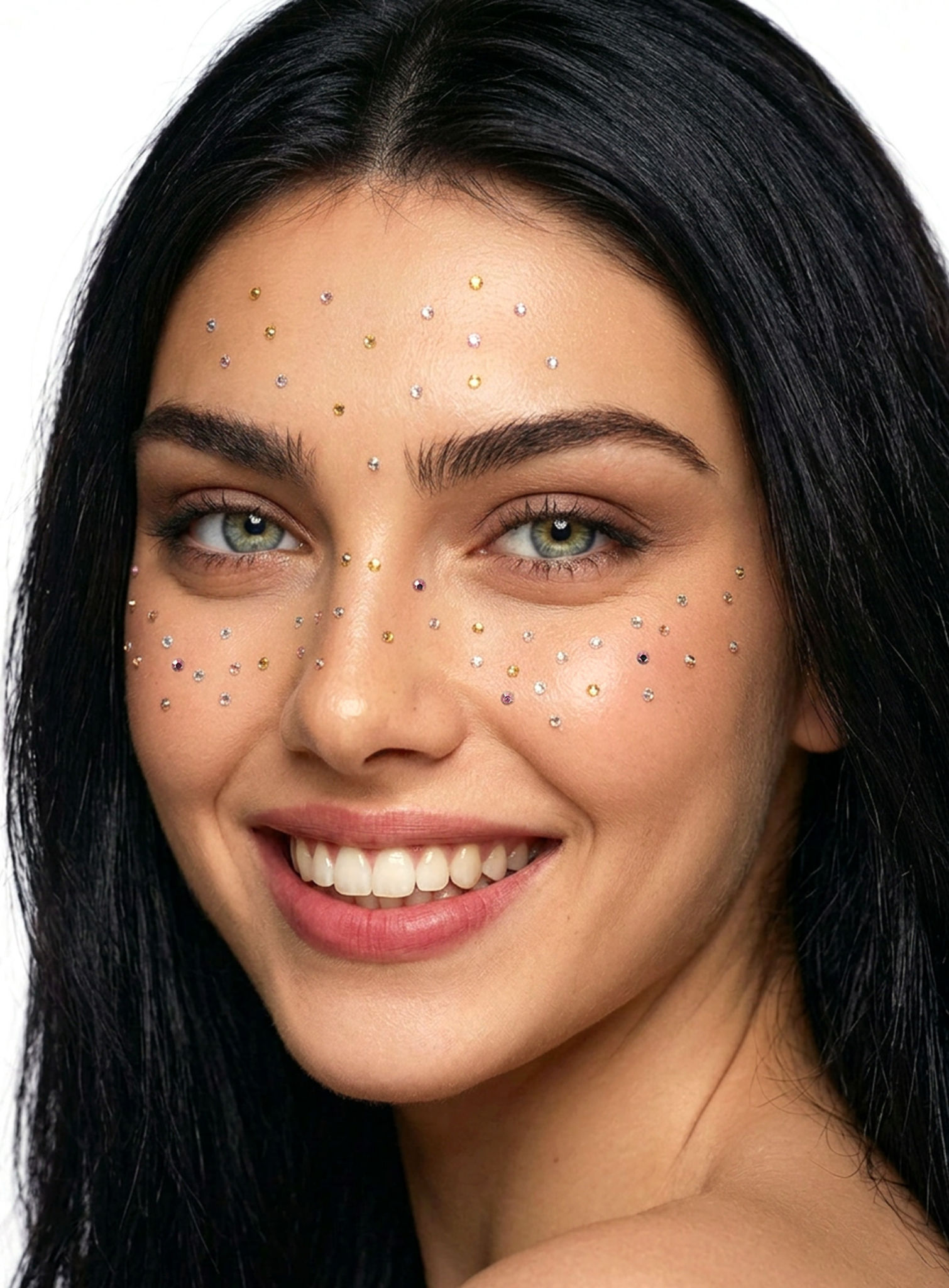 Glitzersteine fürs Gesicht zum Aufkleben metallisch