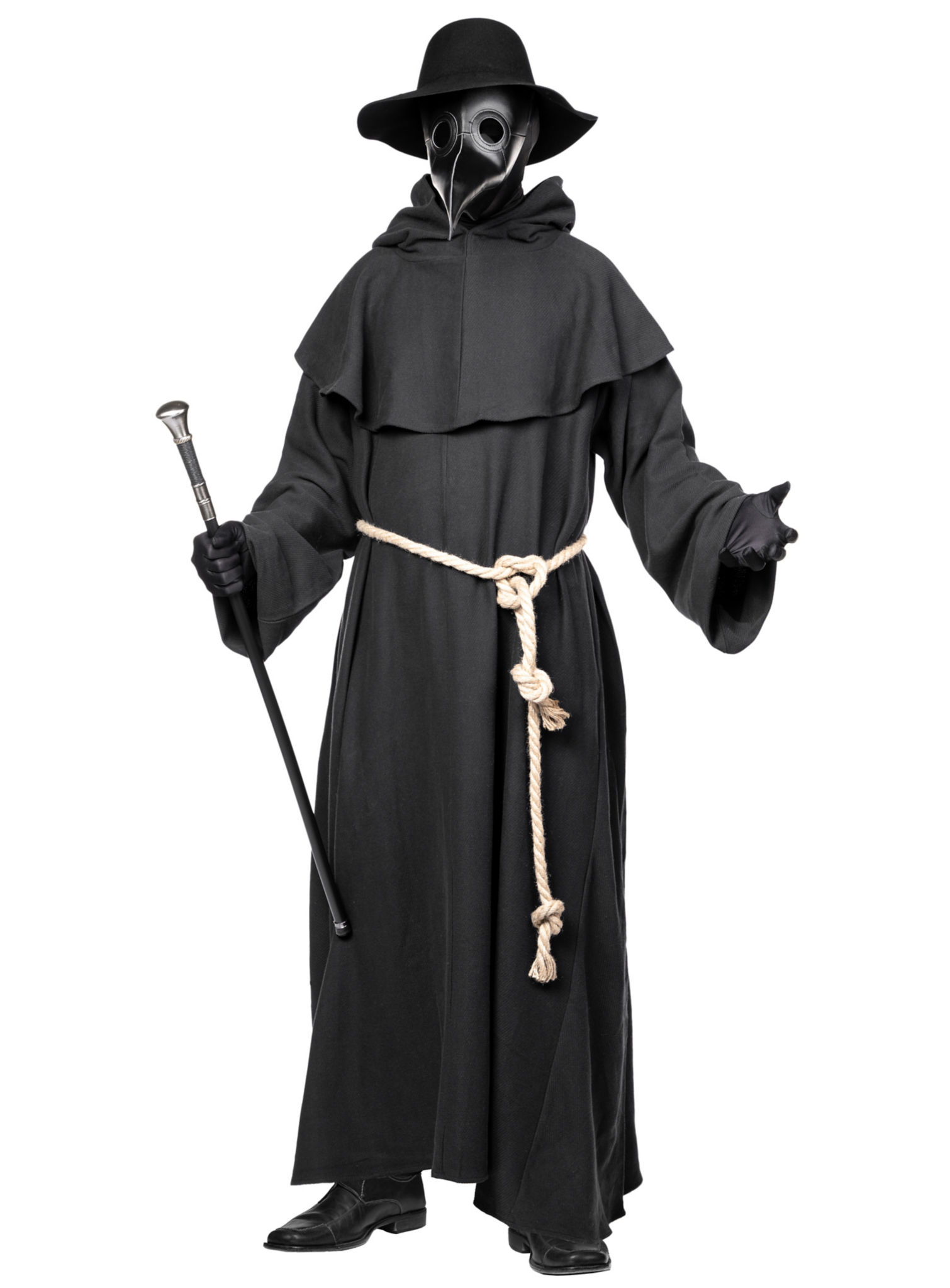 Schwarze Pestdoktor Maske aus Kunstleder