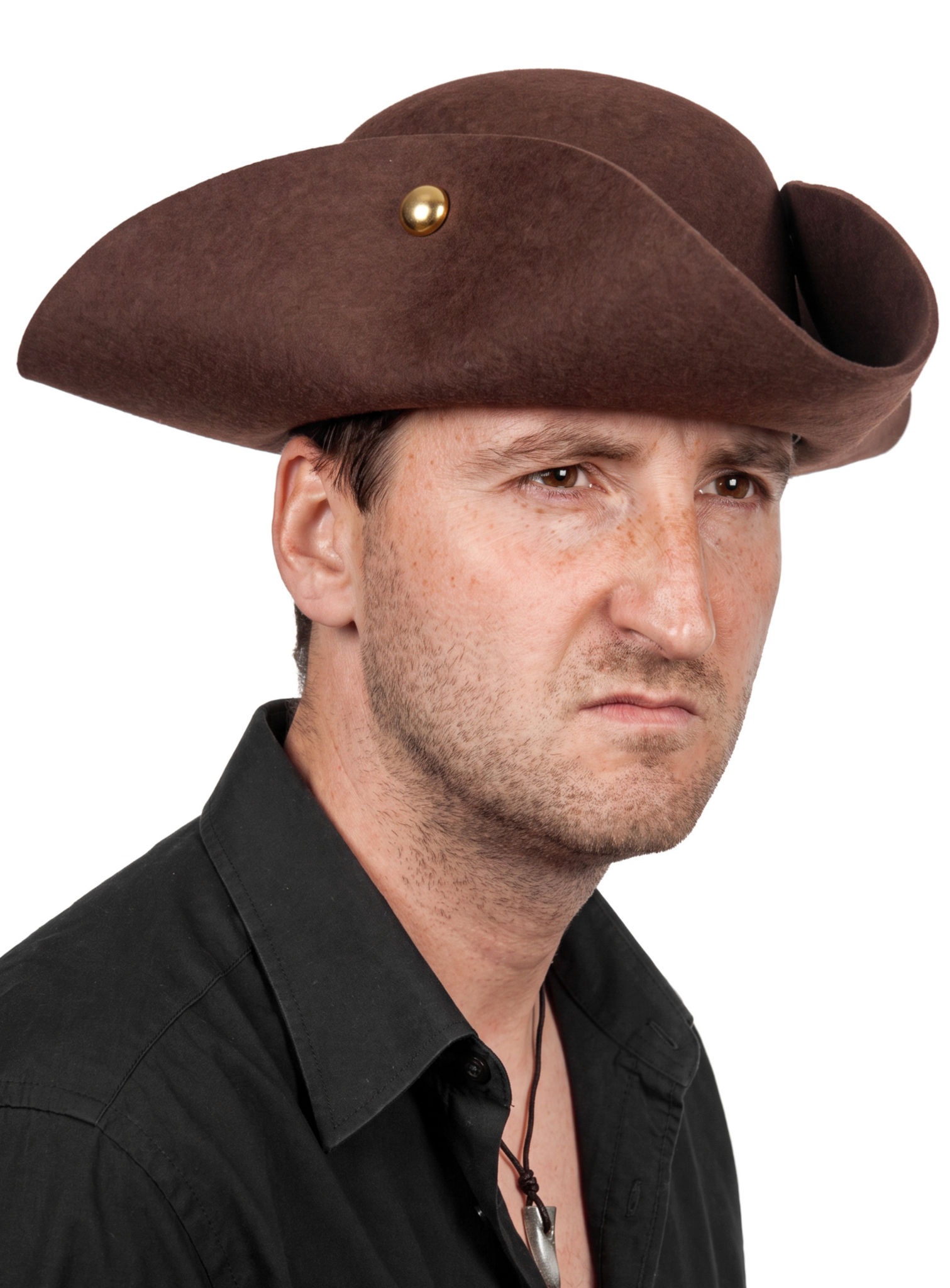 Brauner Dreispitz aus echter Wolle