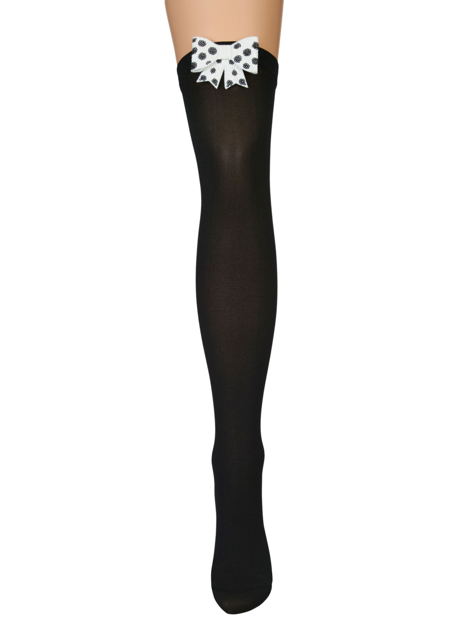 Schwarze Overknees mit Paillettenschleife