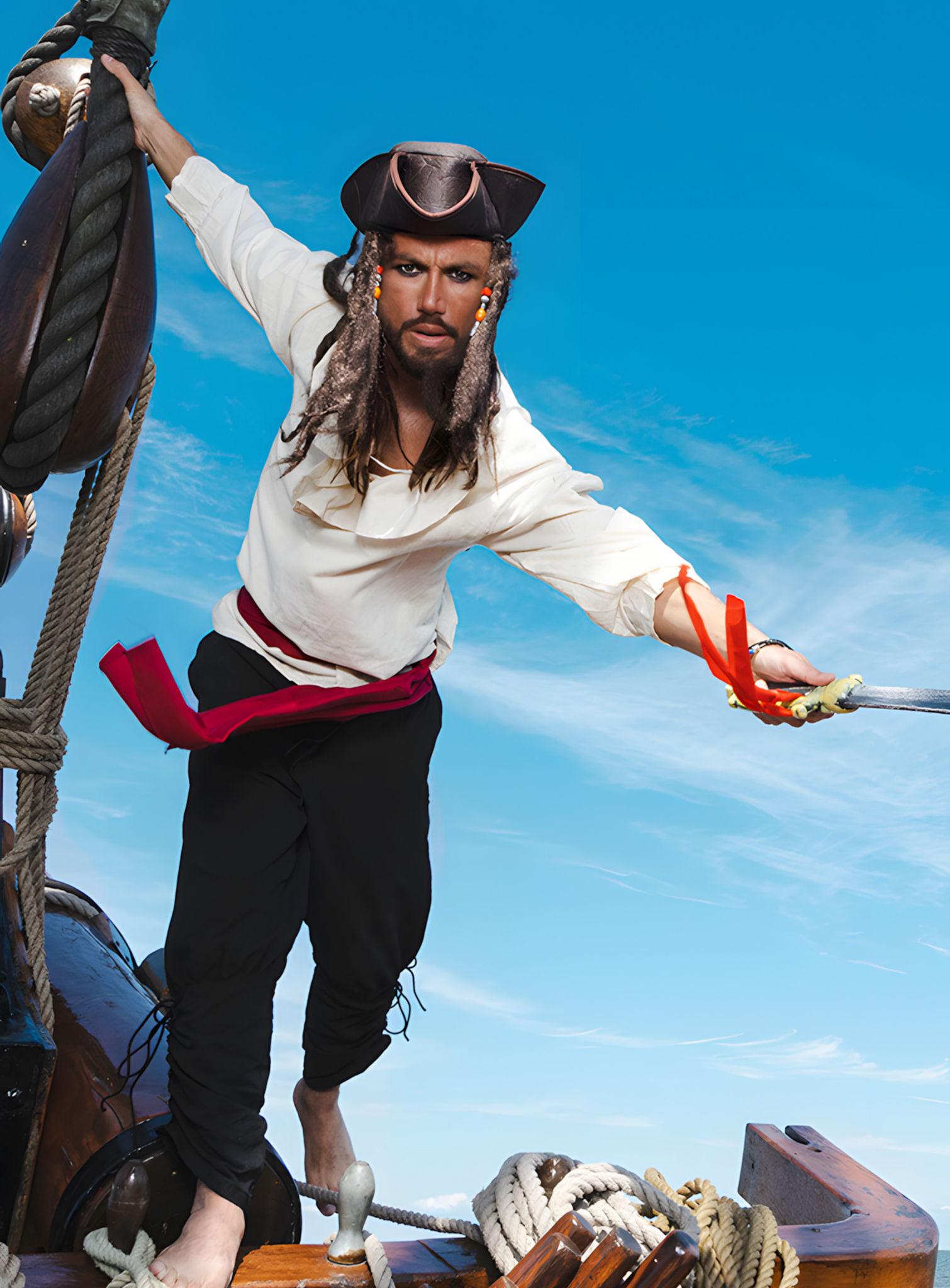 Piratenhoed met dreadlocks