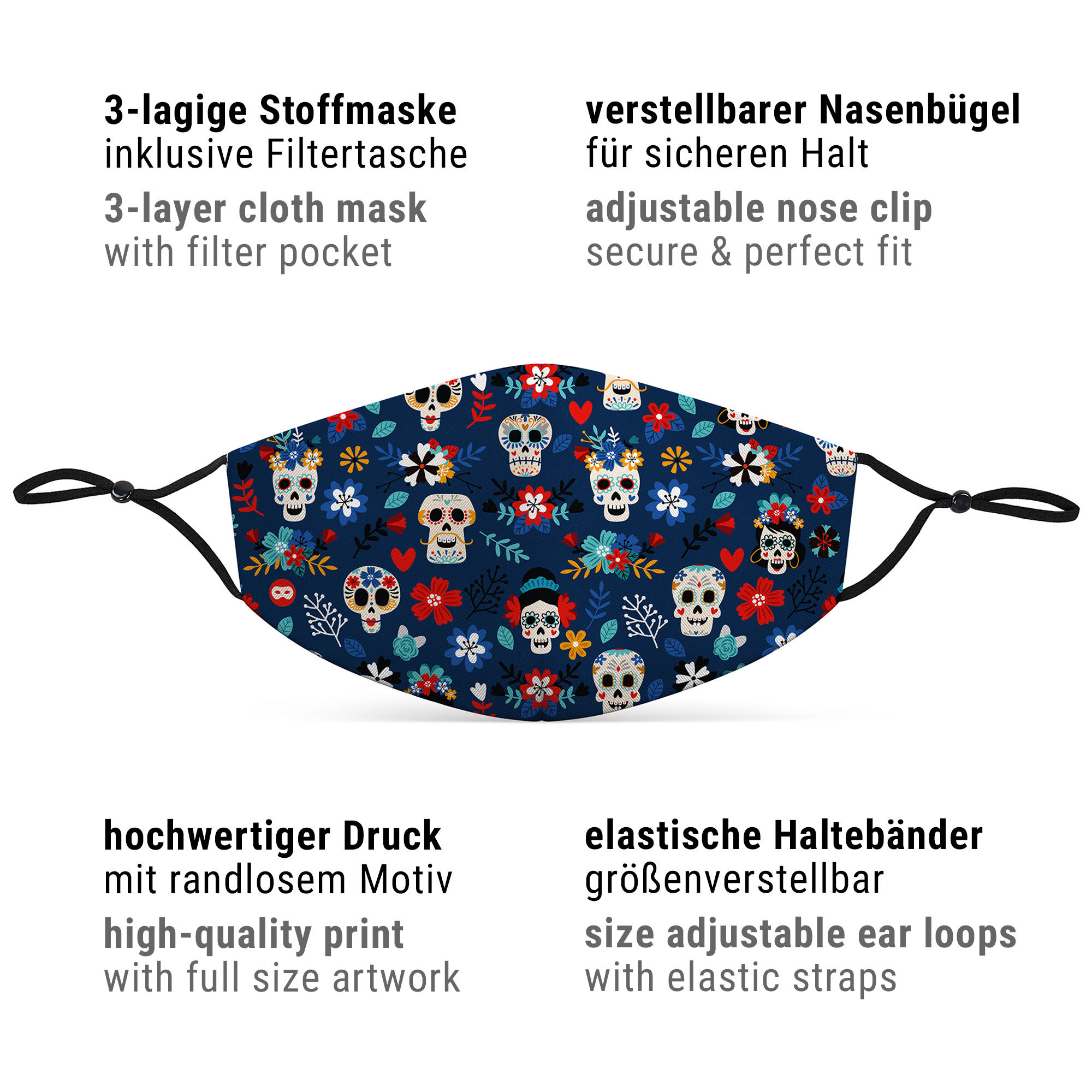 Stoffmaske Dia de los Muertos