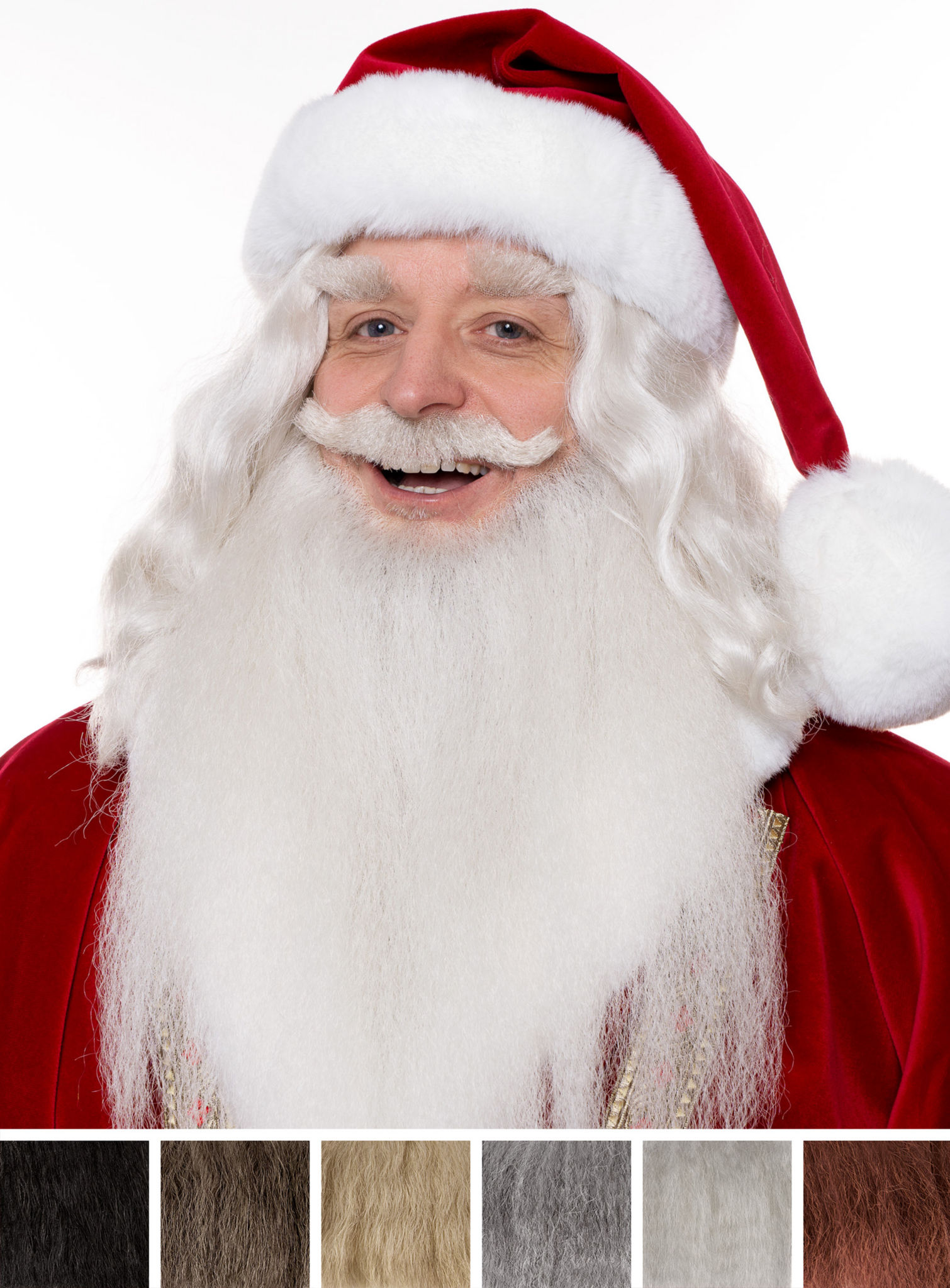 Bartset Weihnachtsmann mit Vollbart und Schnurrbart