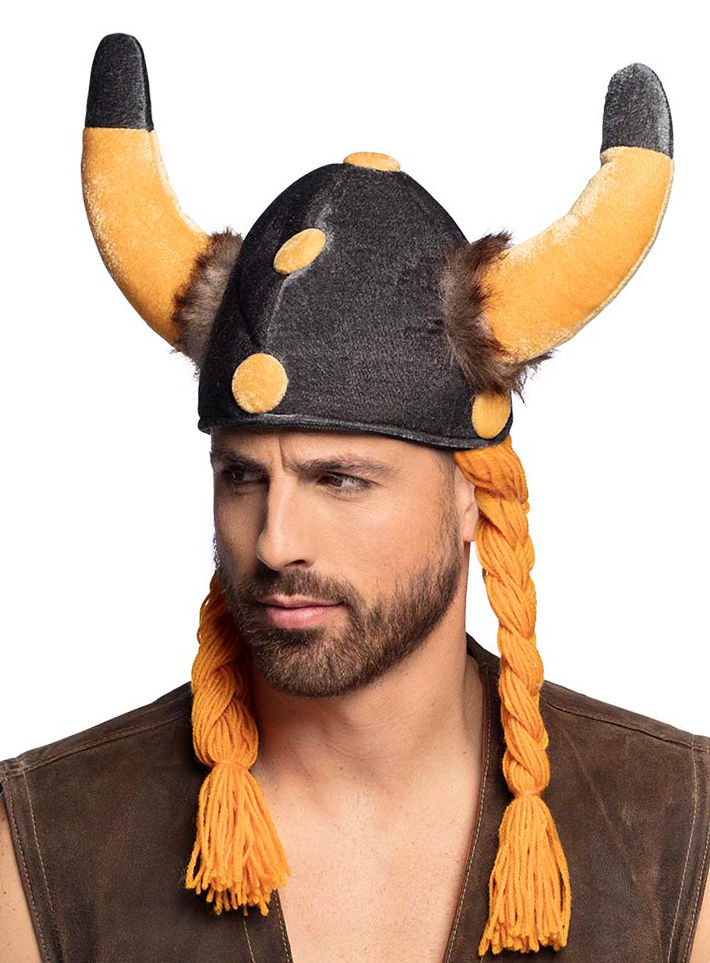 Galliër Helm Van Stof Met Hoorns En Vlechten